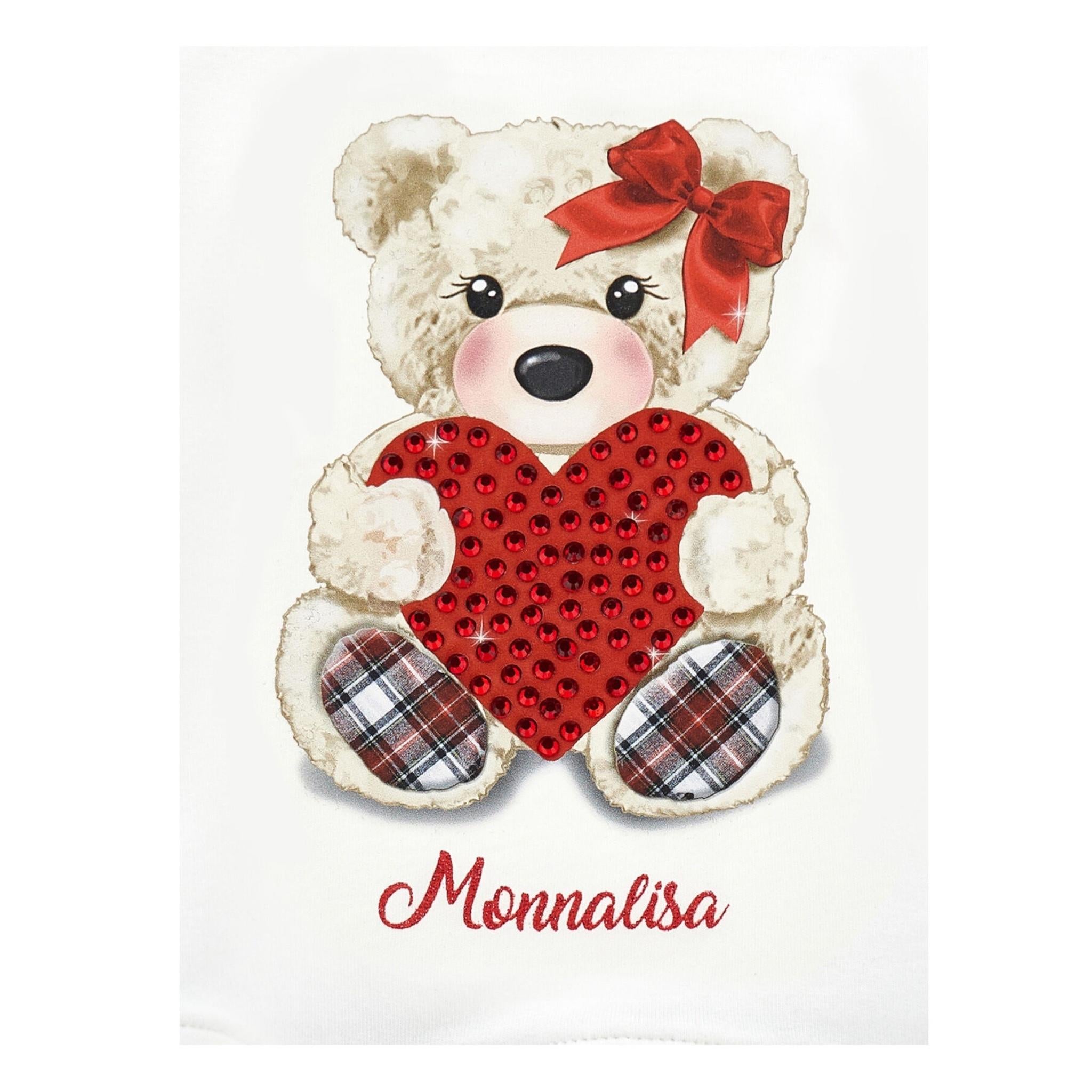 MONNALISA felpa chiusa girocollo tinta unita con stampa orso Panna per Bambina 19D638 PANNA MONNALISA