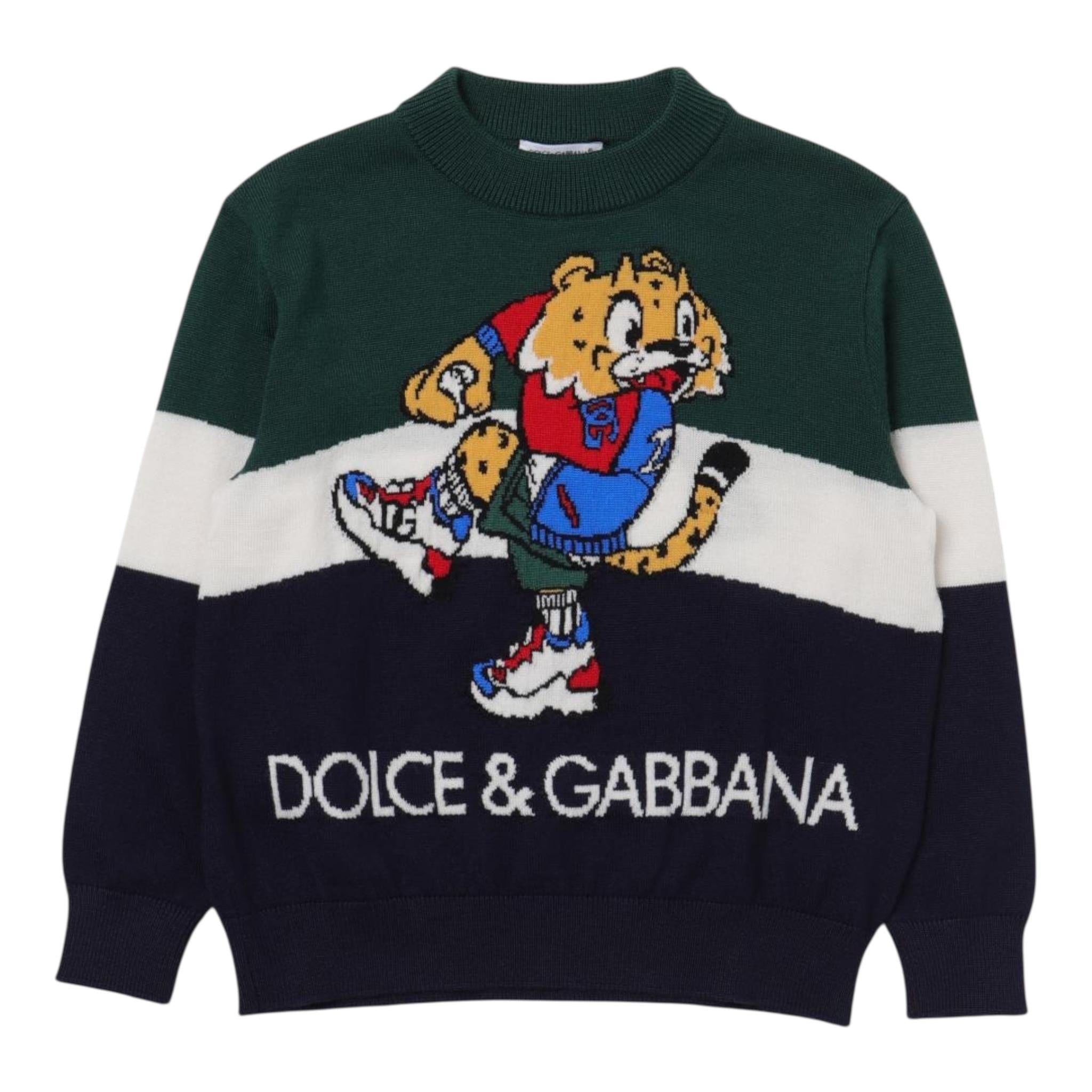 DOLCE & GABBANA maglia girocollo tricolore con ricami Multicolor per Bambino L4KWE2 MULTICOLOR DOLCE & GABBANA