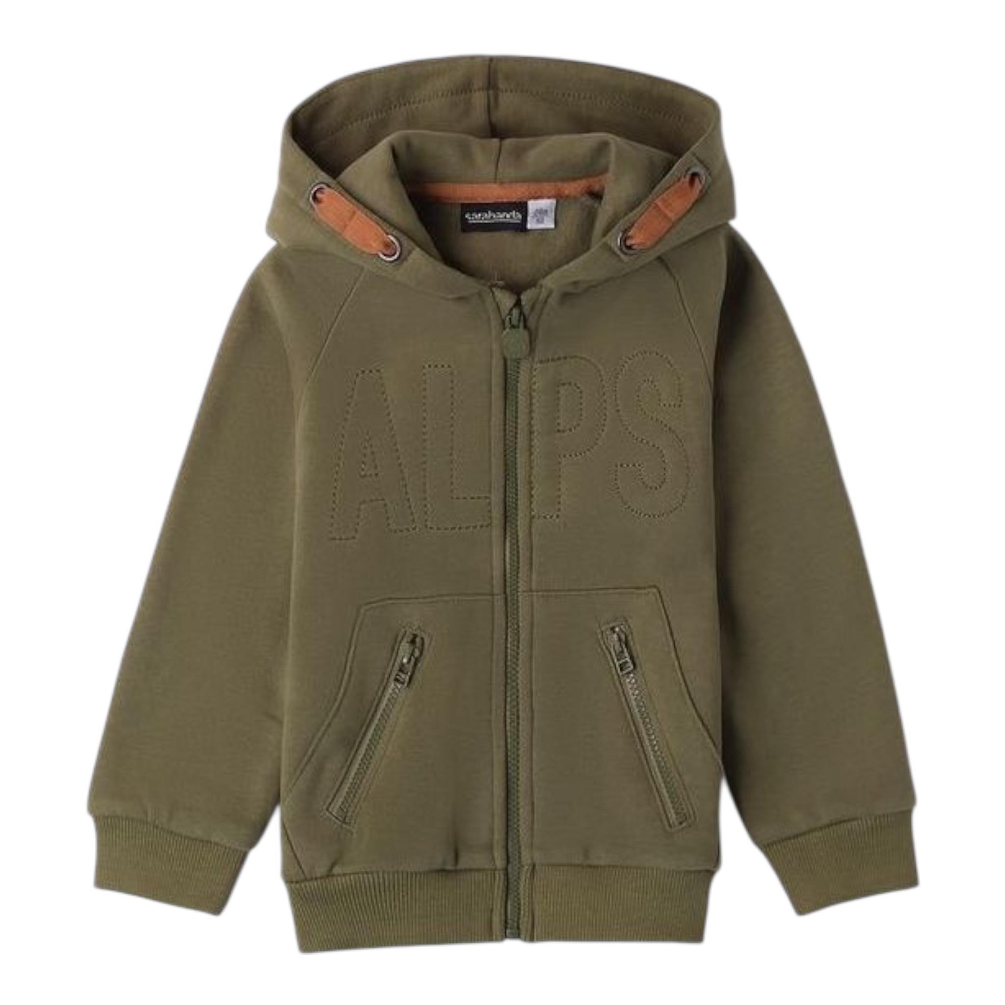 SARABANDA felpa tinta unita con cappuccio e zip Verde per Neonato 0A149 VERDE SARABANDA