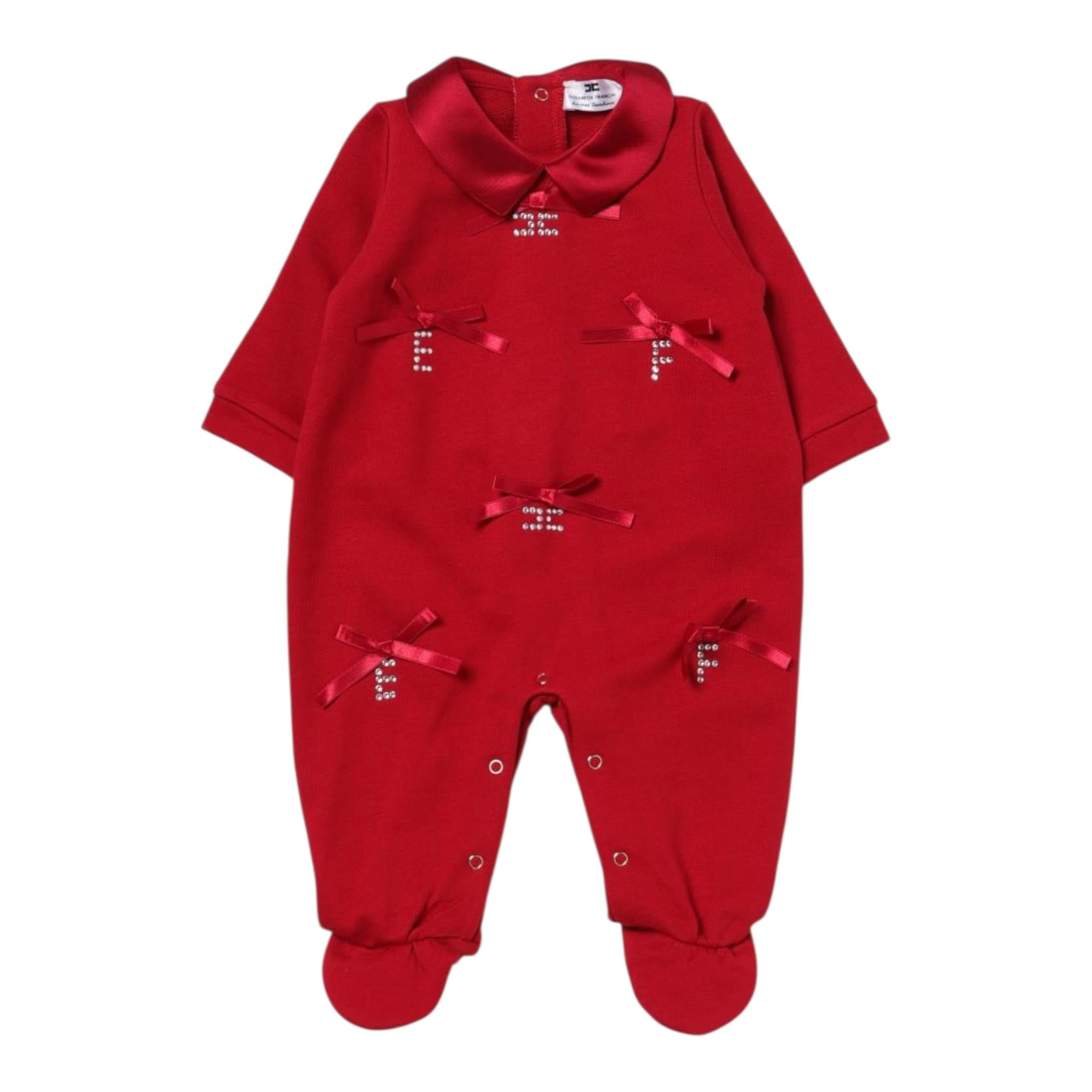 ELISABETTA FRANCHI tutina manica lunga tinta unita con fiocchi Rosso per Neonata ENTU103 ROSSO ELISABETTA FRANCHI