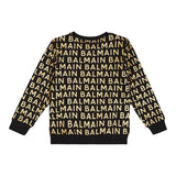 BALMAIN felpa chiusa girocollo tinta unita cn loghi Nero per Bambino BT4R00 NERO BALMAIN
