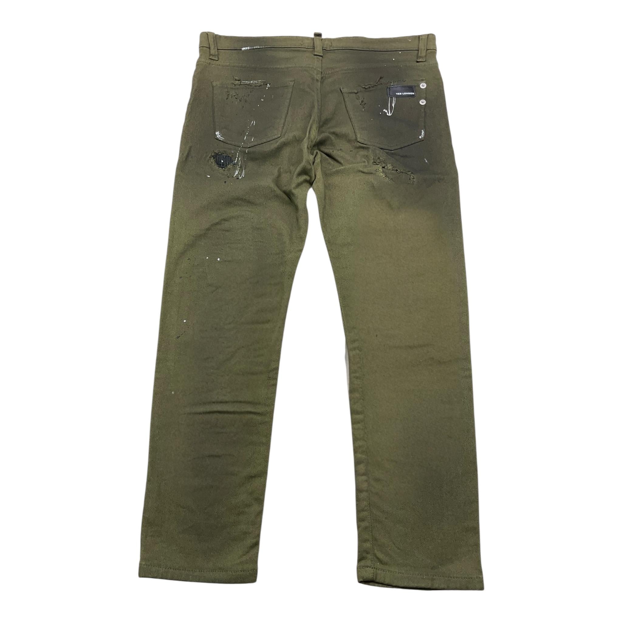 YES LONDON jeans tinta unita con strappi Verde per Bambino JEA0653 VERDE YES LONDON