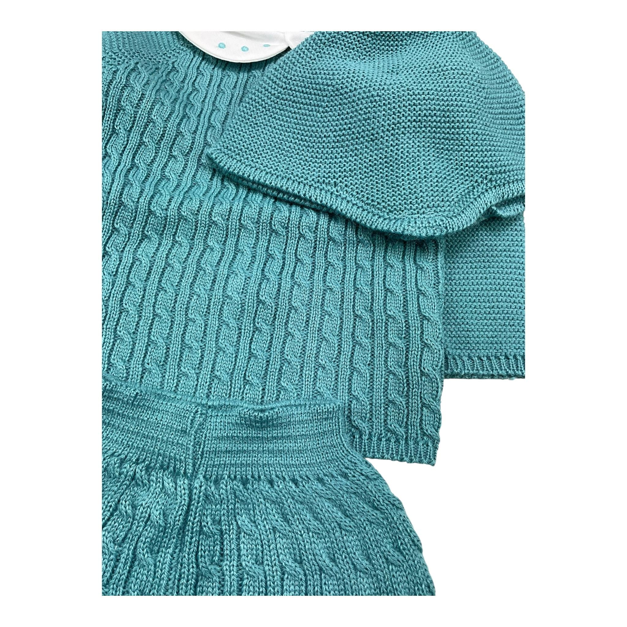 MAC ILUSIO'N completo 3pz tinta unita maglia-ghettina-cappello Verde per Neonato 9415X VERDE MAC ILUSIO'N