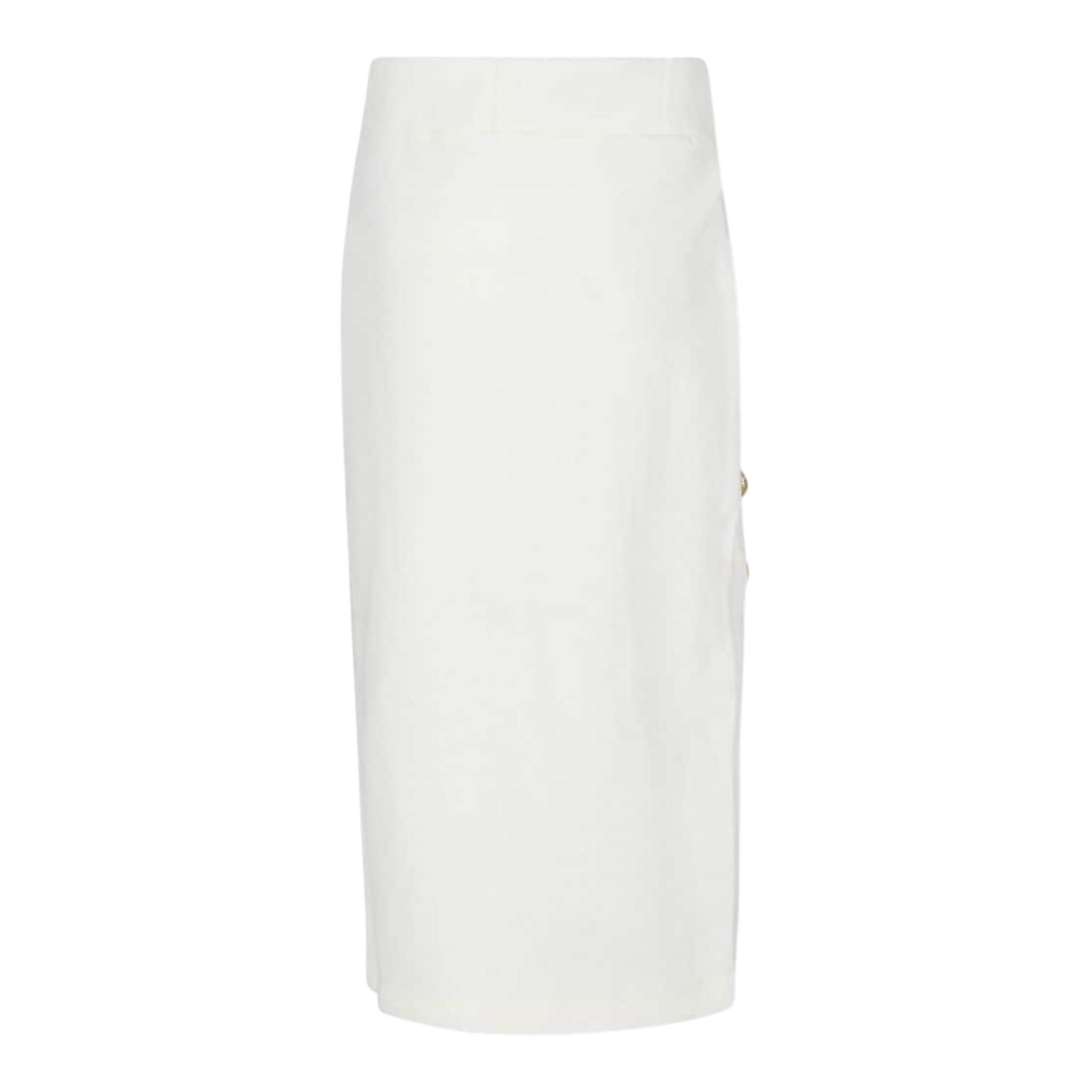 BALMAIN gonna lunga tinta unita con bottoni Panna per Bambina BV7A70 PANNA BALMAIN