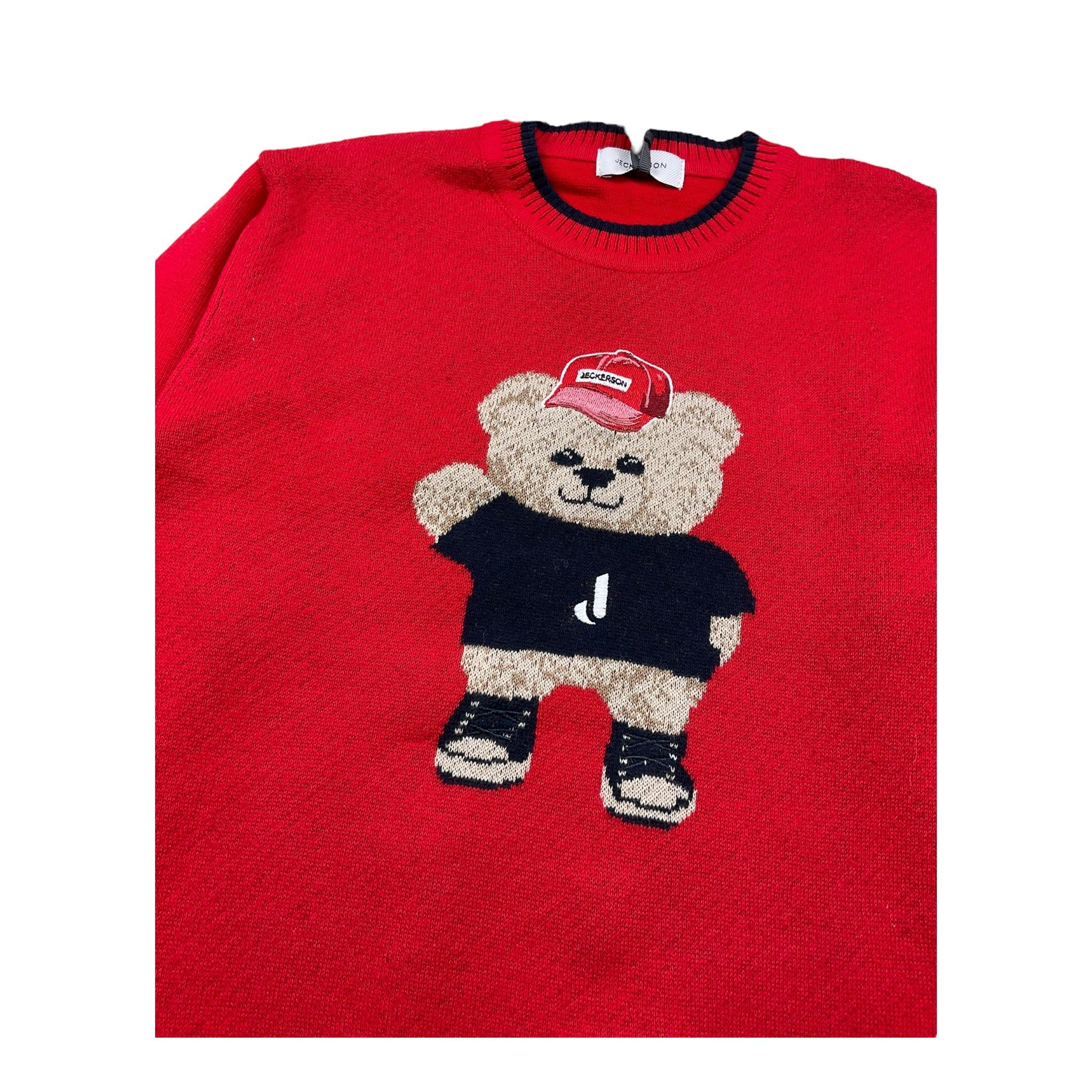 JECKERSON maglia girocollo tinta unita con ricamo orso Rosso per Bambino JB4019 ROSSO JECKERSON