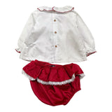 BABIDU completo 2pz bicolore camicia-coulotte Bianco/rosso per Neonata 41661 BIANCO/ROSSO BABIDU