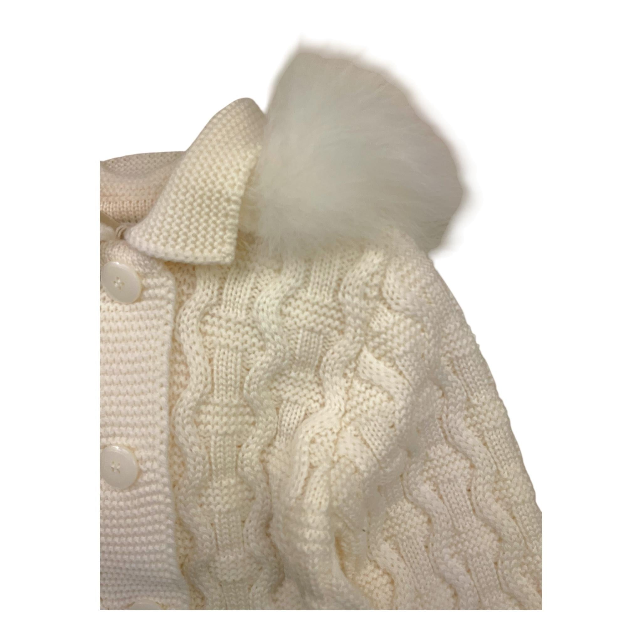 MARLU' cardigan tinta unita con cappuccio Panna per Neonato IB7240 PANNA MARLU'