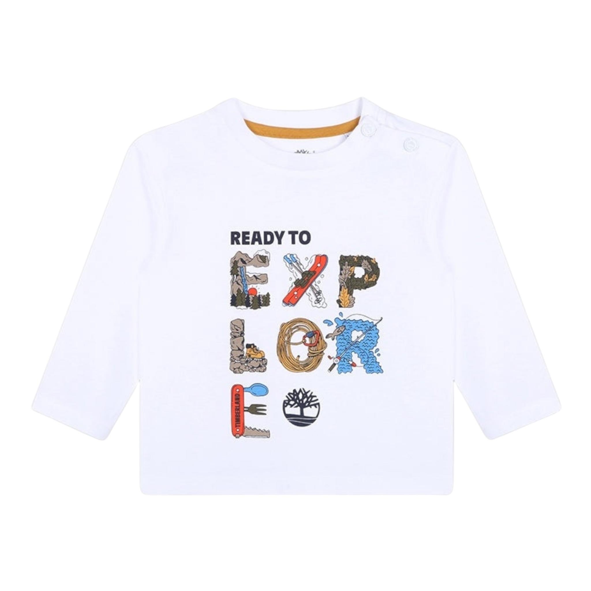 TIMBERLAND shirt girocollo tinta unita con stampa in contrasto Bianco per Neonato T60250 BIANCO TIMBERLAND