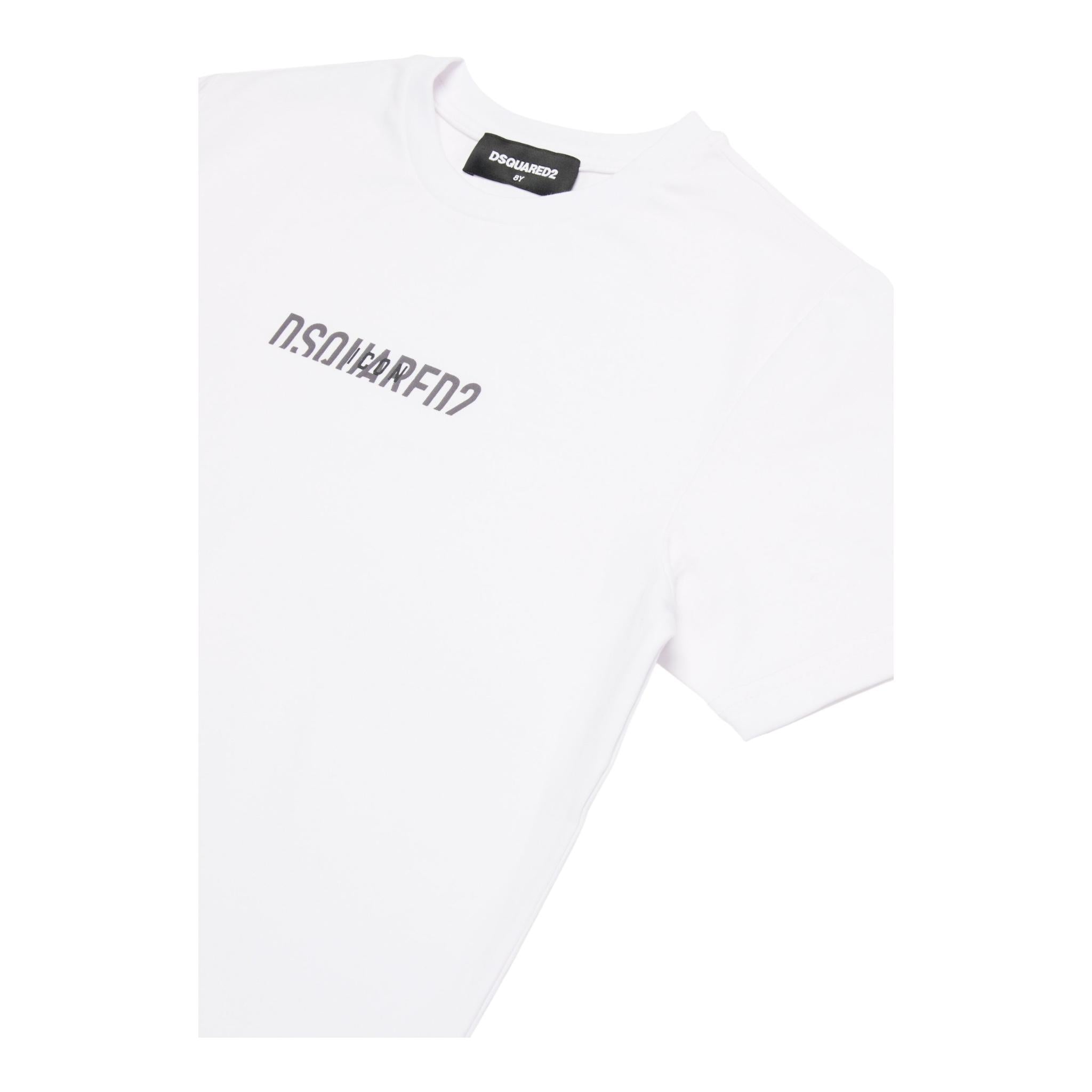 DSQUARED2 t-shirt girocollo tinta unita con logo Bianco per Bambino DQ2652 BIANCO DSQUARED2