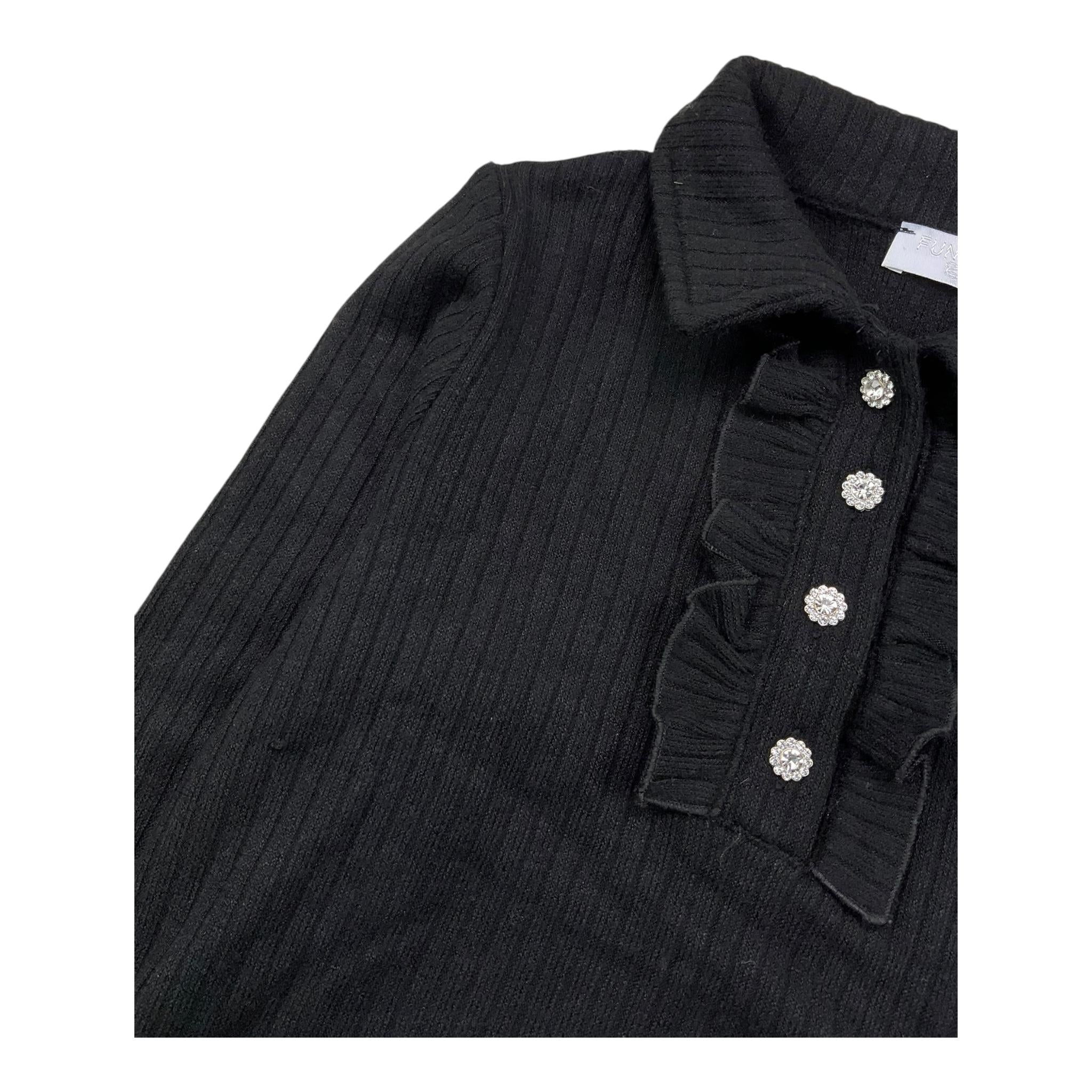 FUN & FUN maglia tinta unita con colletto Nero per Bambina FCJSW15805 NERO FUN & FUN