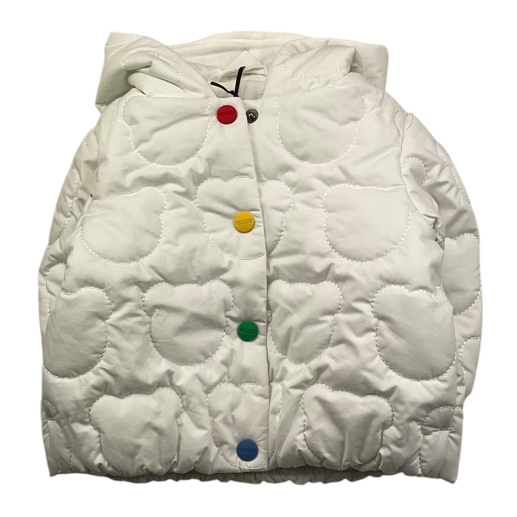 MOSCHINO giubbino tinta unita con bottoni e cappuccio Bianco per Neonato MUS030 BIANCO MOSCHINO
