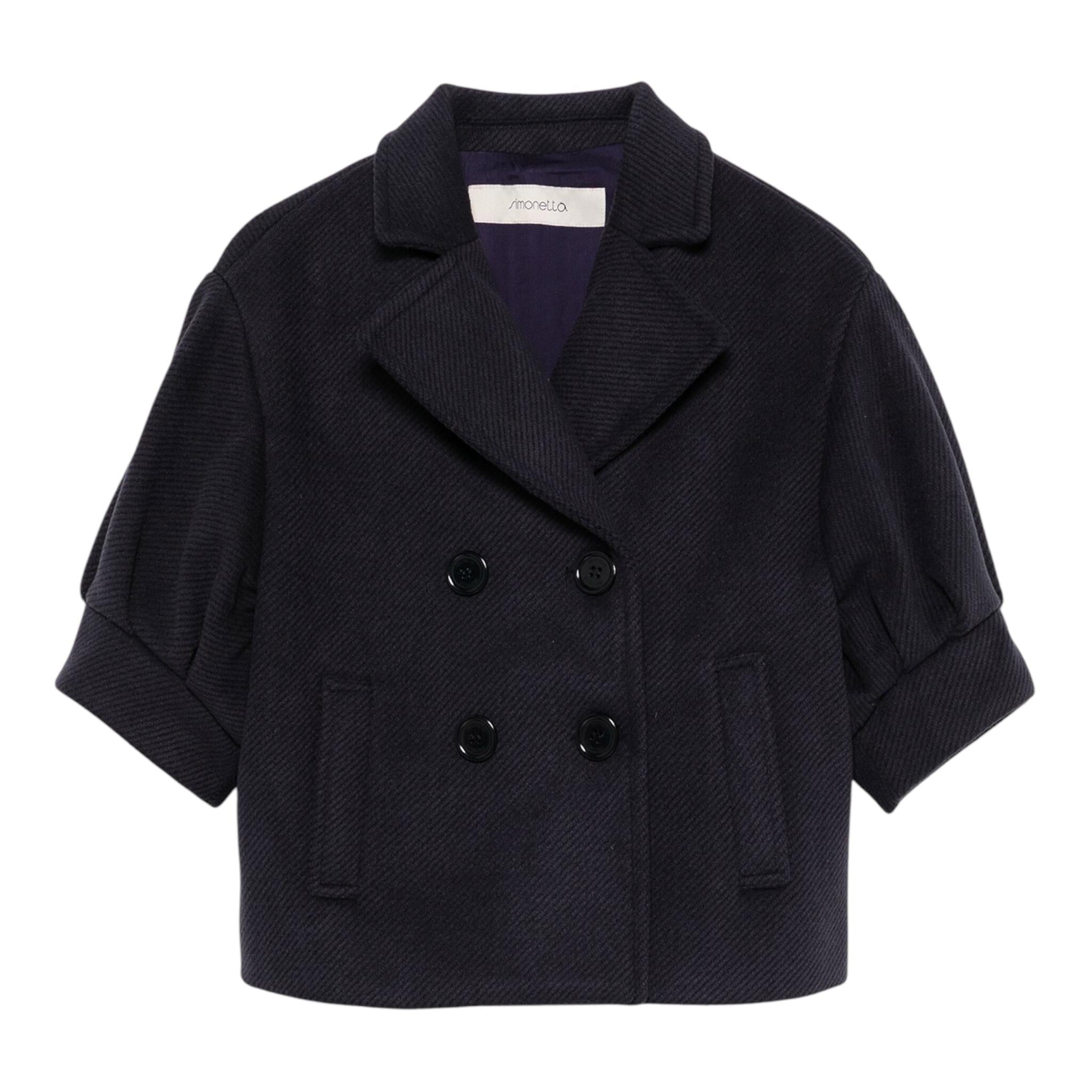 SIMONETTA cappotto tinta unita con maniche a sbuffo Blu per Bambina SV2A10 BLU SIMONETTA