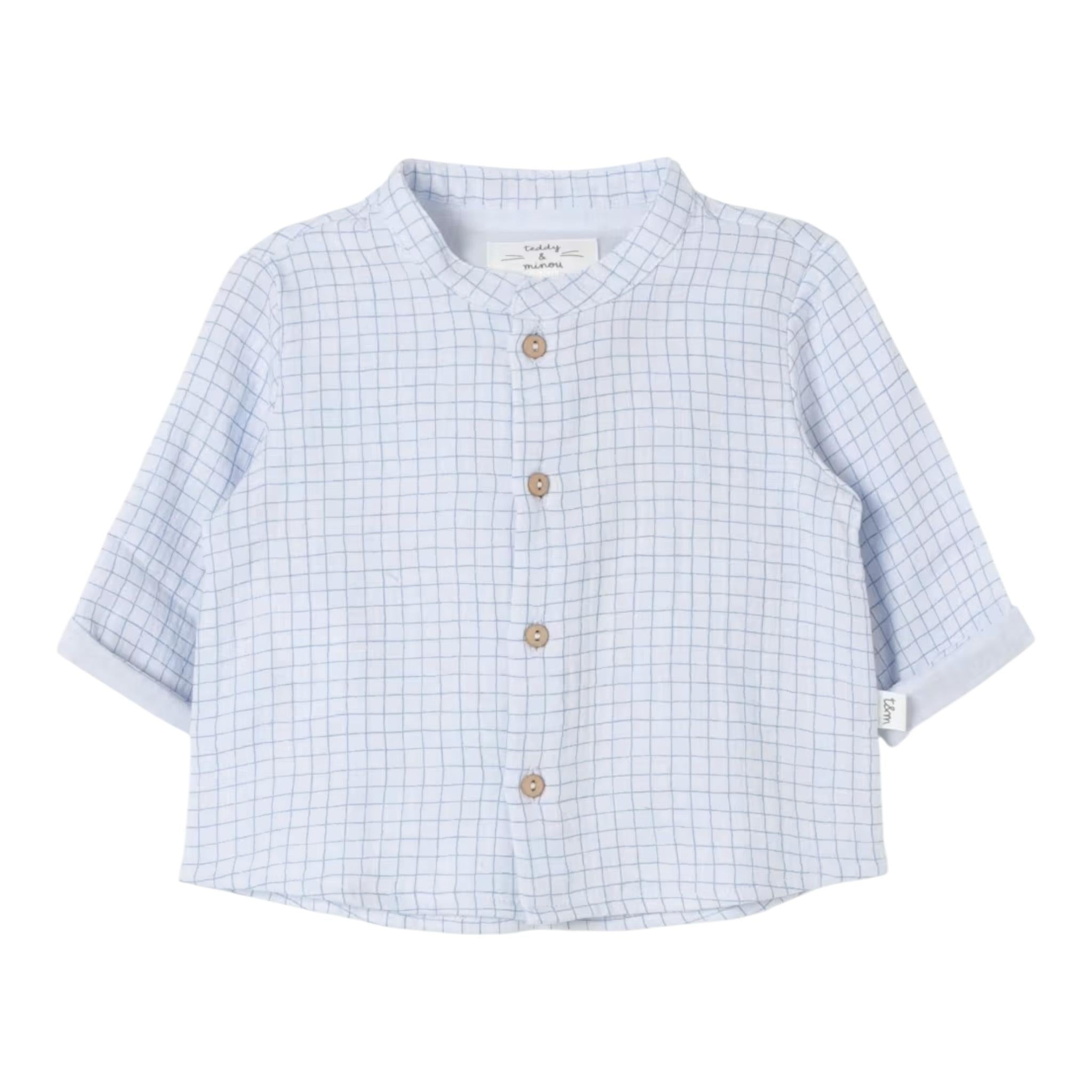 TEDDY E MINOU camicia manica lujnga collo coreano fantasia qaudri Azzurro per Neonato I24CI001G0000 AZZURRO TEDDY E MINOU