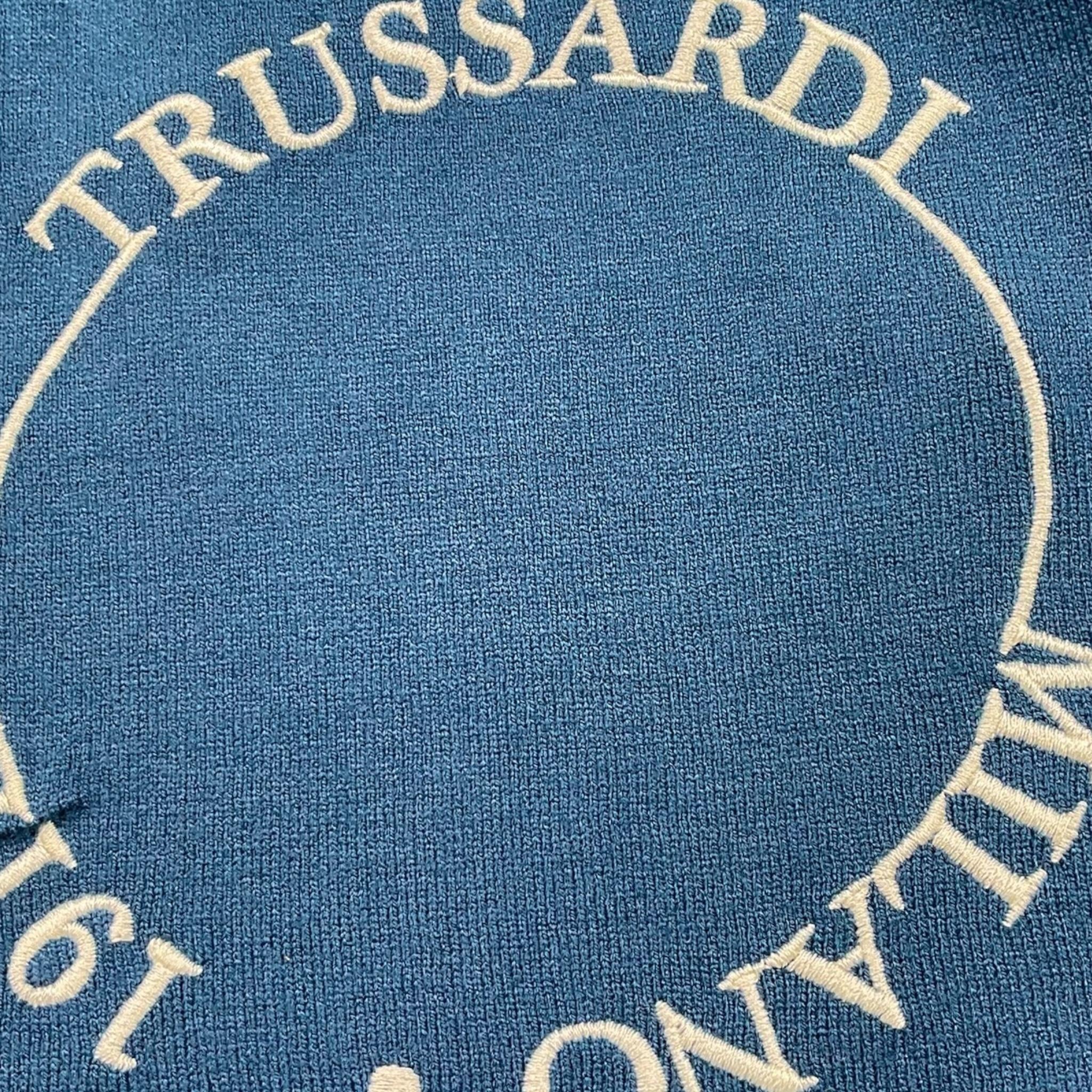 TRUSSARDI maglia girocollo tinta unita con stampa Blu per Bambino TIA24063MA BLU TRUSSARDI