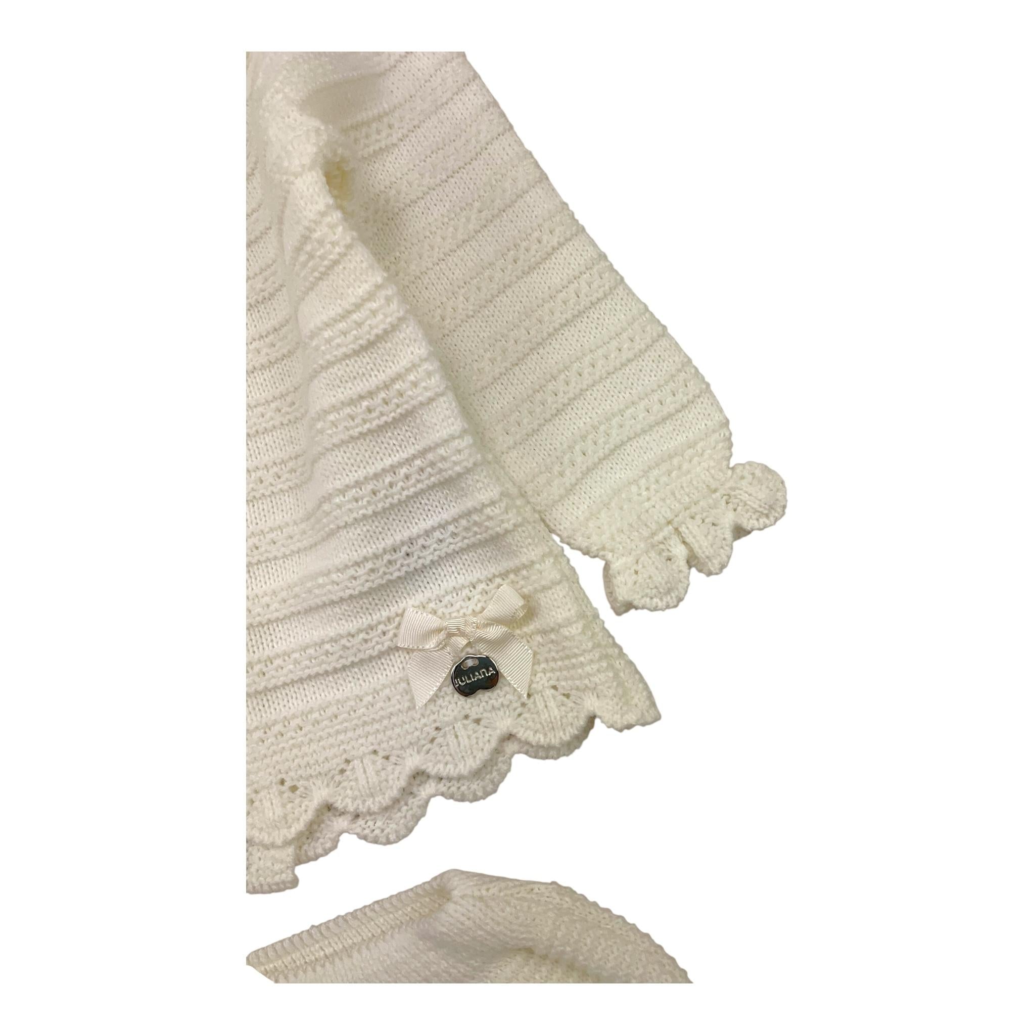 JULIANA completo 3 pz maglia-coulotte-cappello tinta unita Bianco per Neonata 24576 BIANCO JULIANA