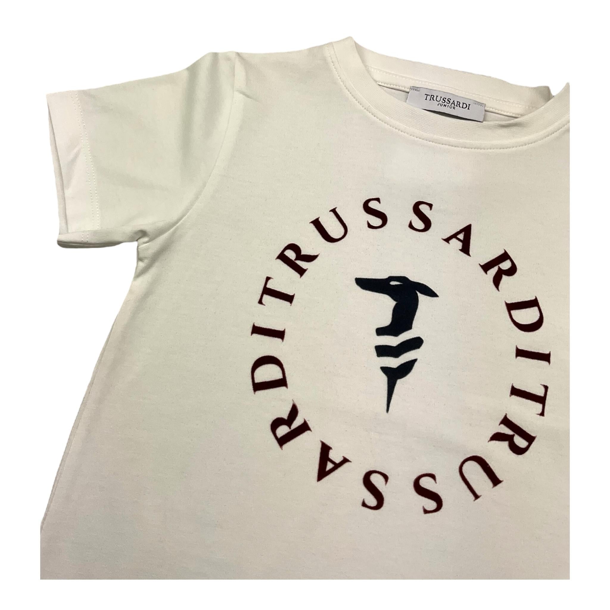 TRUSSARDI t-shirt girocoll tinta unita con stampa in contrasto Panna per Bambino TBA25014TD PANNA TRUSSARDI