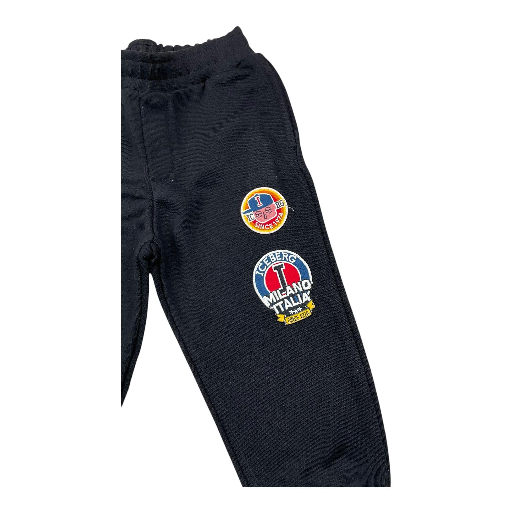 ICEBERG pantalone tuta tinta unita con ricami Nero per Neonato PFICE5311B NERO ICEBERG