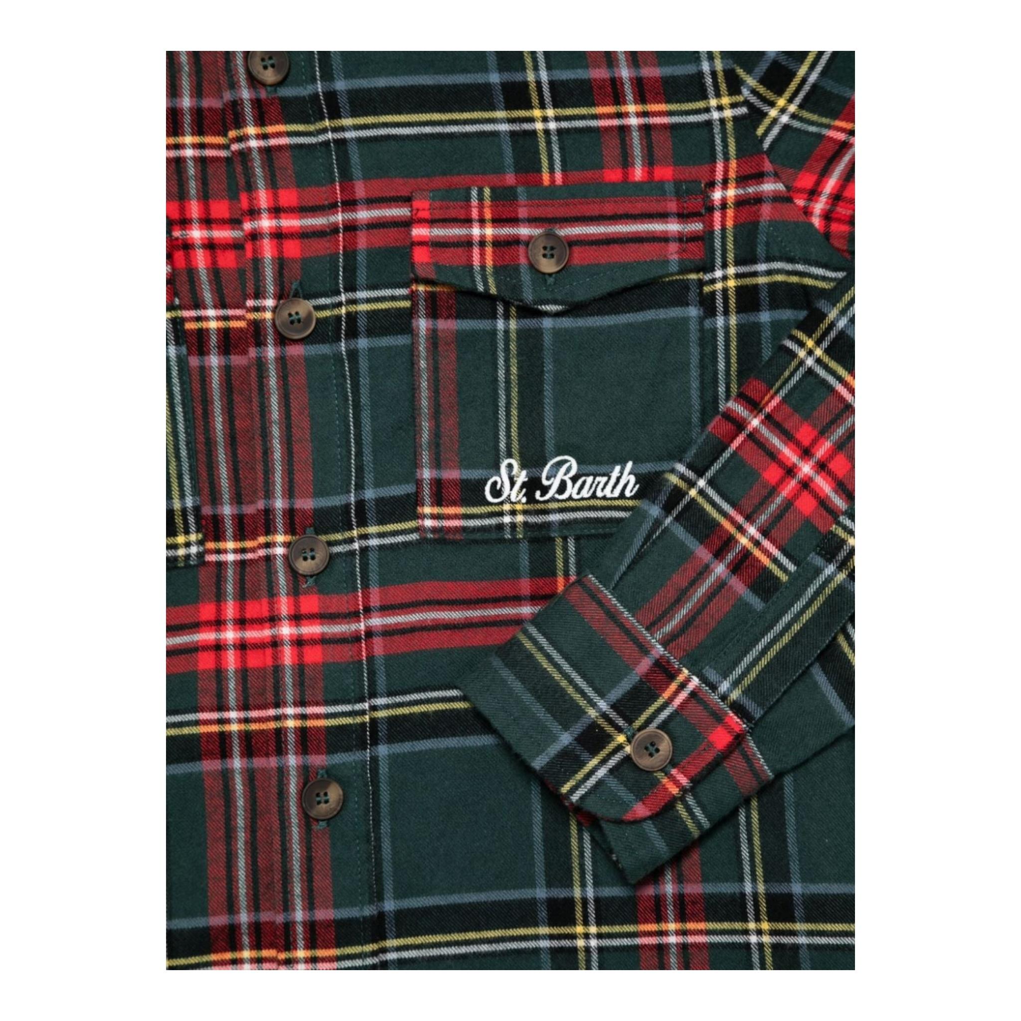 SAINT BARTH camicia manica lunga tinta unita con fantasia a righe Verde per Bambino SEI002 VERDE SAINT BARTH
