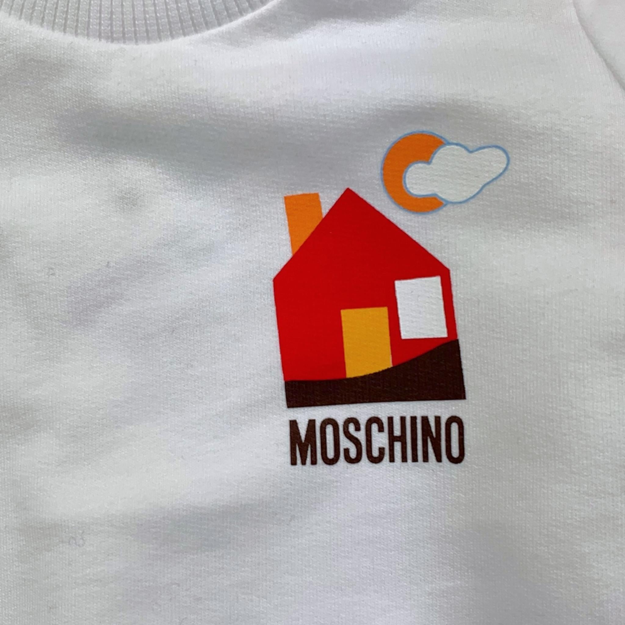 MOSCHINO felpa girocollo tinta unita con stampa Bianco per Neonato MRF060 BIANCO MOSCHINO