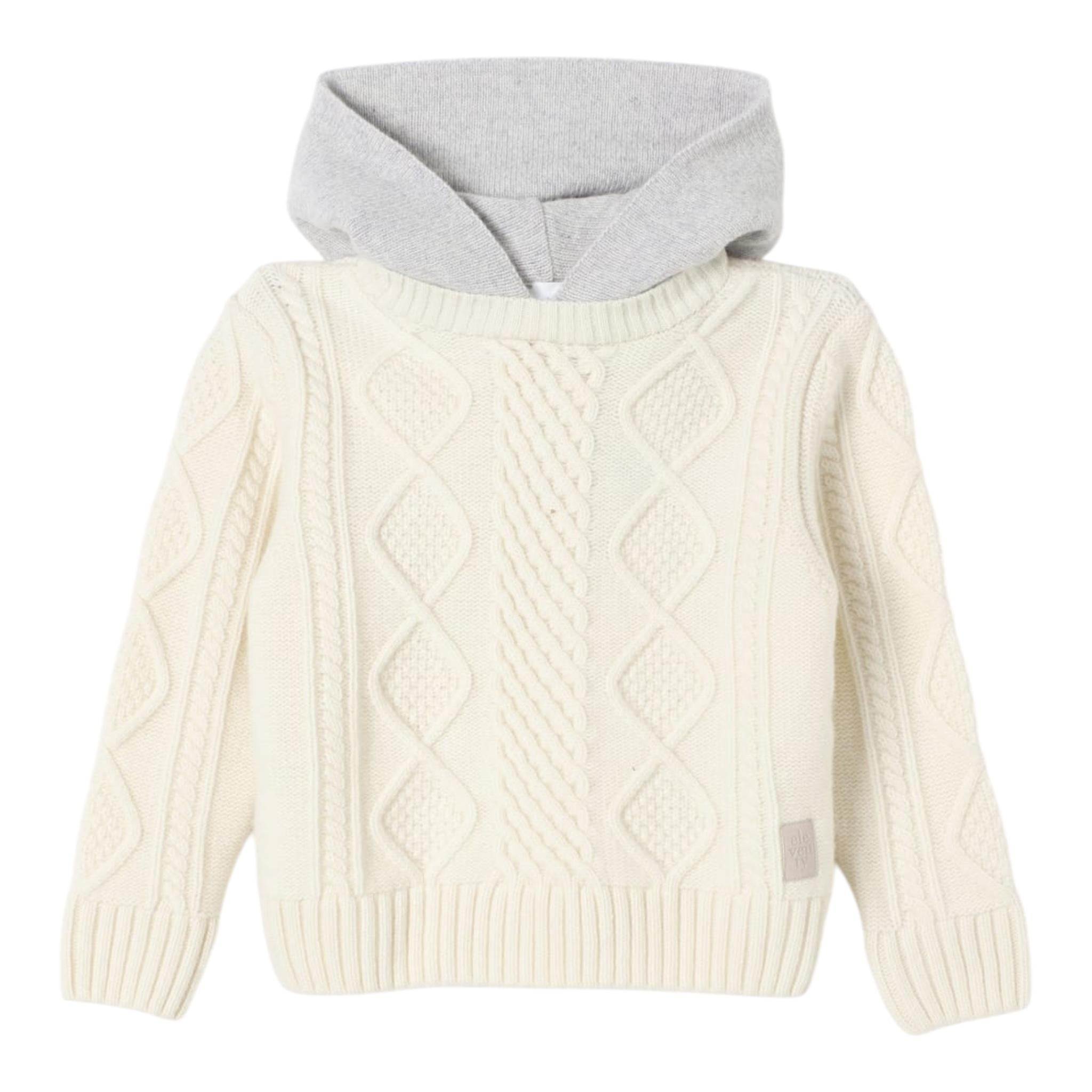 ELEVENTY maglia modello felpa tinta unita con cappuccio in contrasto Panna per Bambina EV9P70 PANNA ELEVENTY