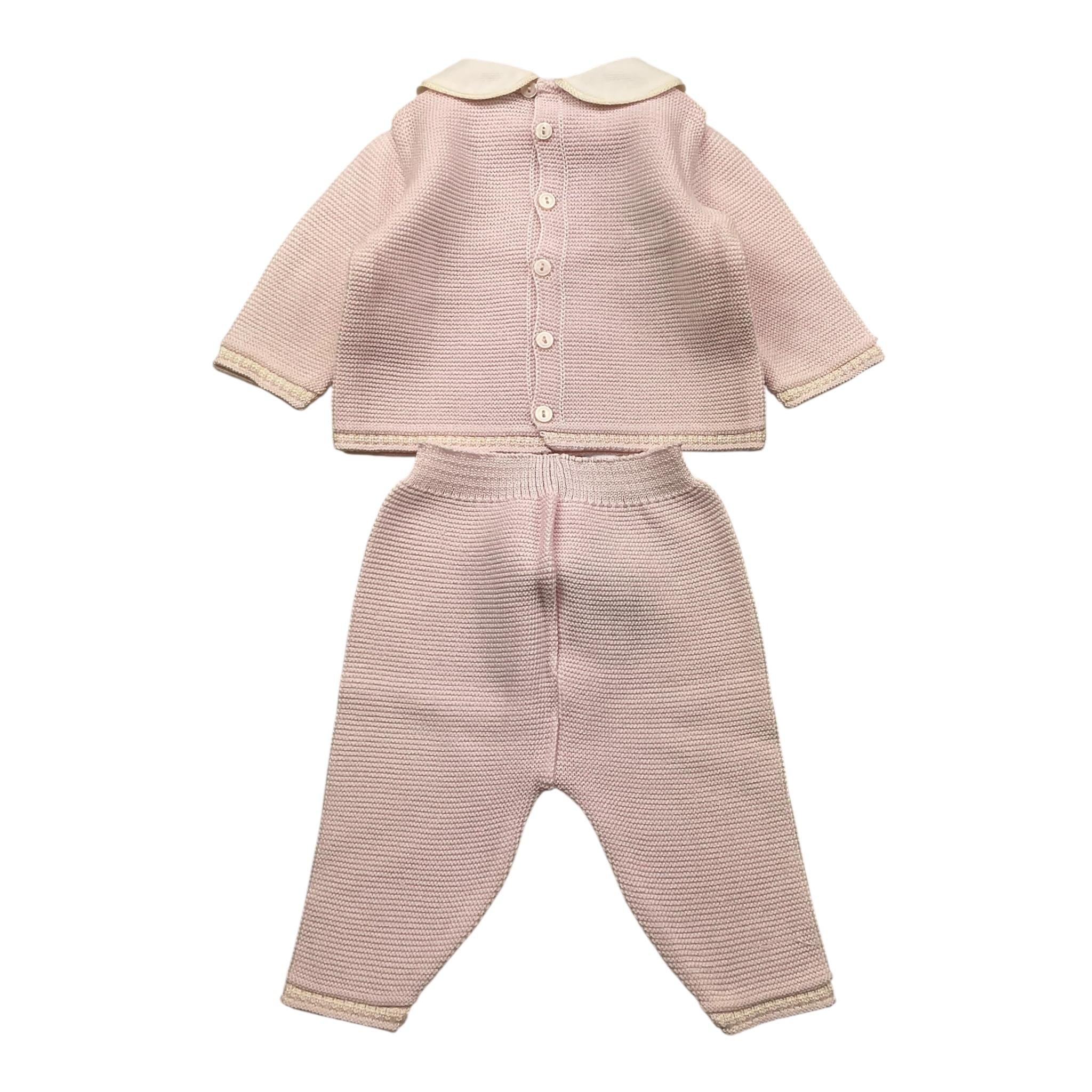 MARLU' completo tinta unita 2pz con colletto Rosa per Neonata ES5450 ROSA MARLU'