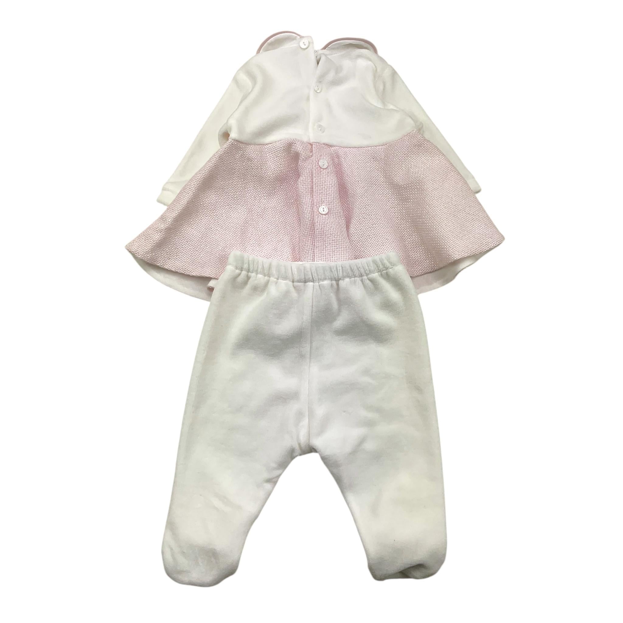MINIMU' completo 2pz maglia-ghettina tinta unita con contrasti Bianco per Neonata P39103 BIANCO MINIMU'