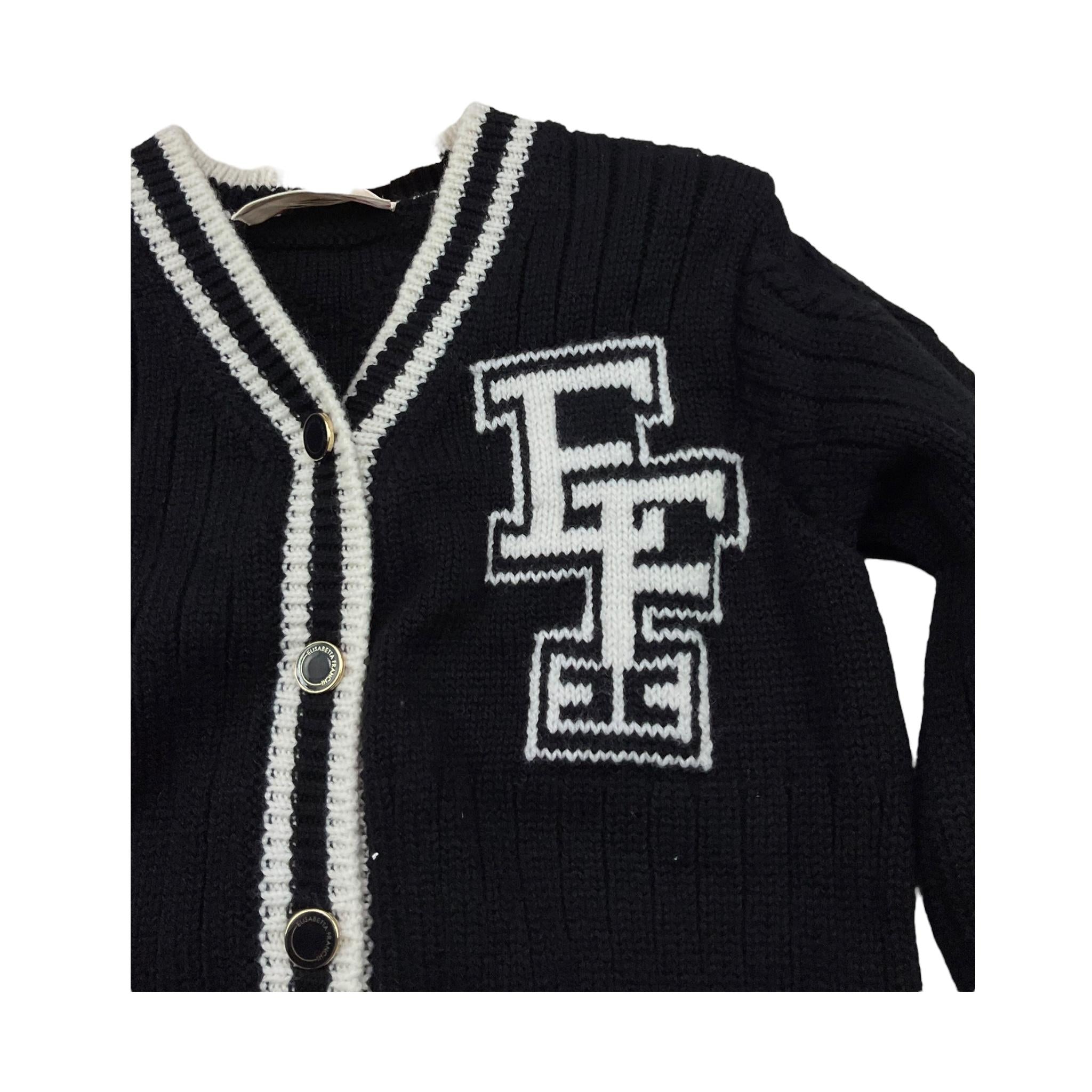 ELISABETTA FRANCHI cardigan tinta unita con profili in contrasto Nero per Bambina EFMA142 NERO ELISABETTA FRANCHI