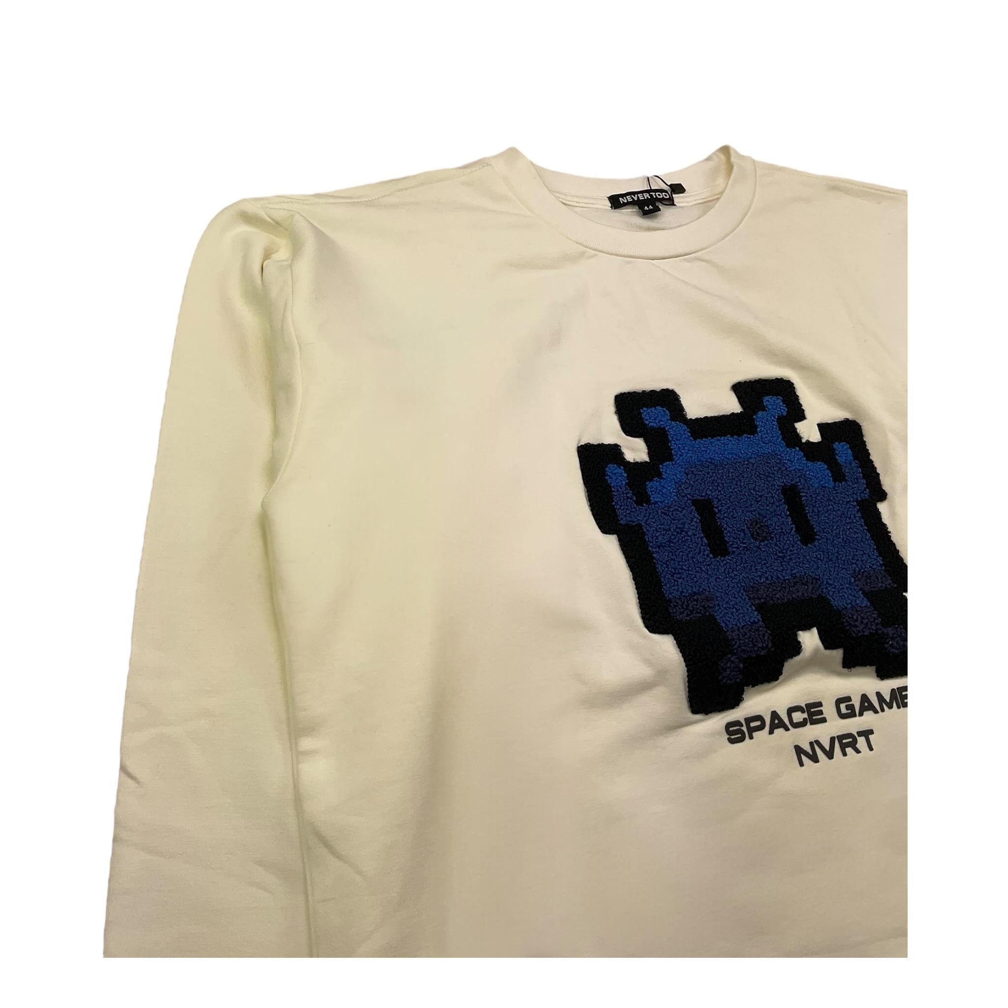 NEVER TOO felpa chiusa girocollo tinta unita con stampa in contrasto Panna per Bambino NT2076RXX PANNA NEVER TOO