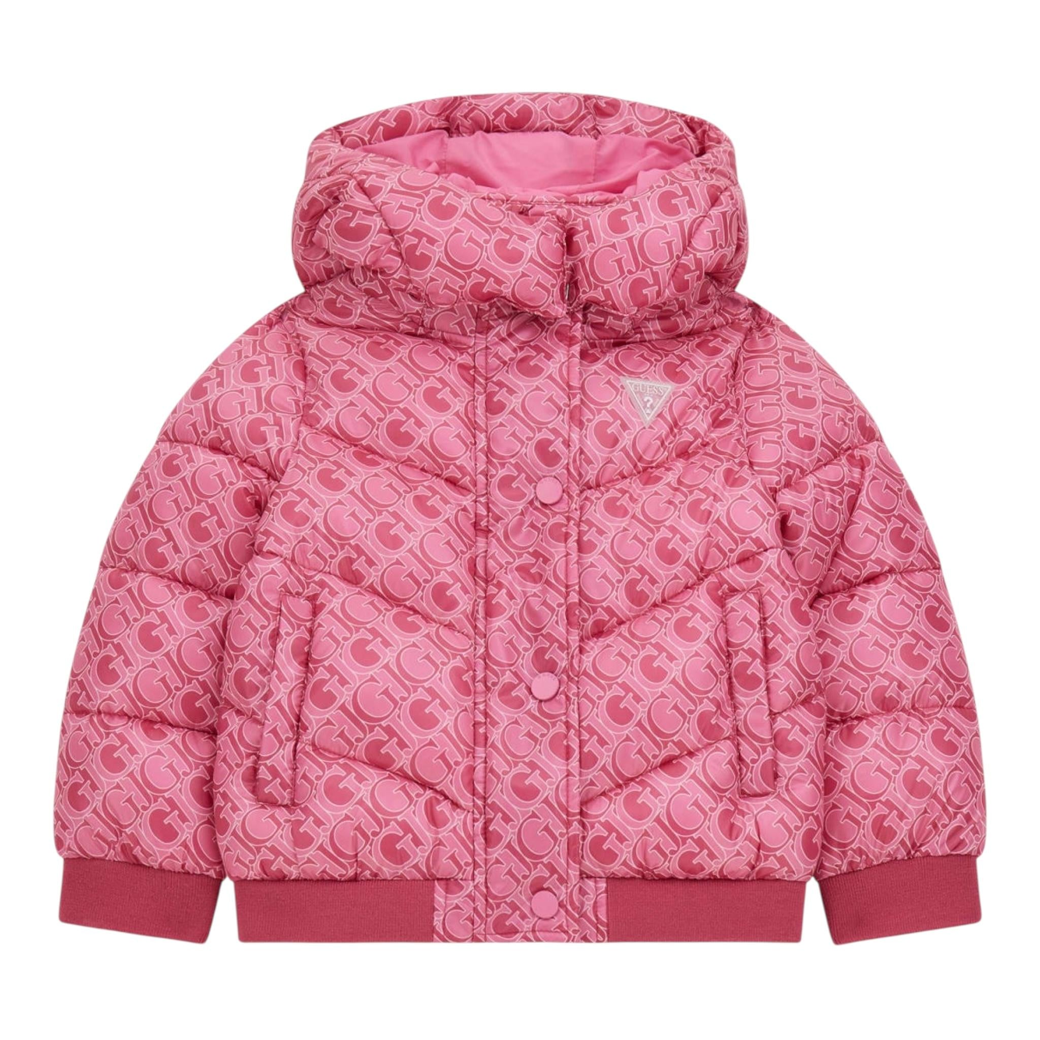 GUESS giubbino tinta unita con cappuccio e stampe logo Rosa per Neonata K4YL00WEGY0 ROSA GUESS