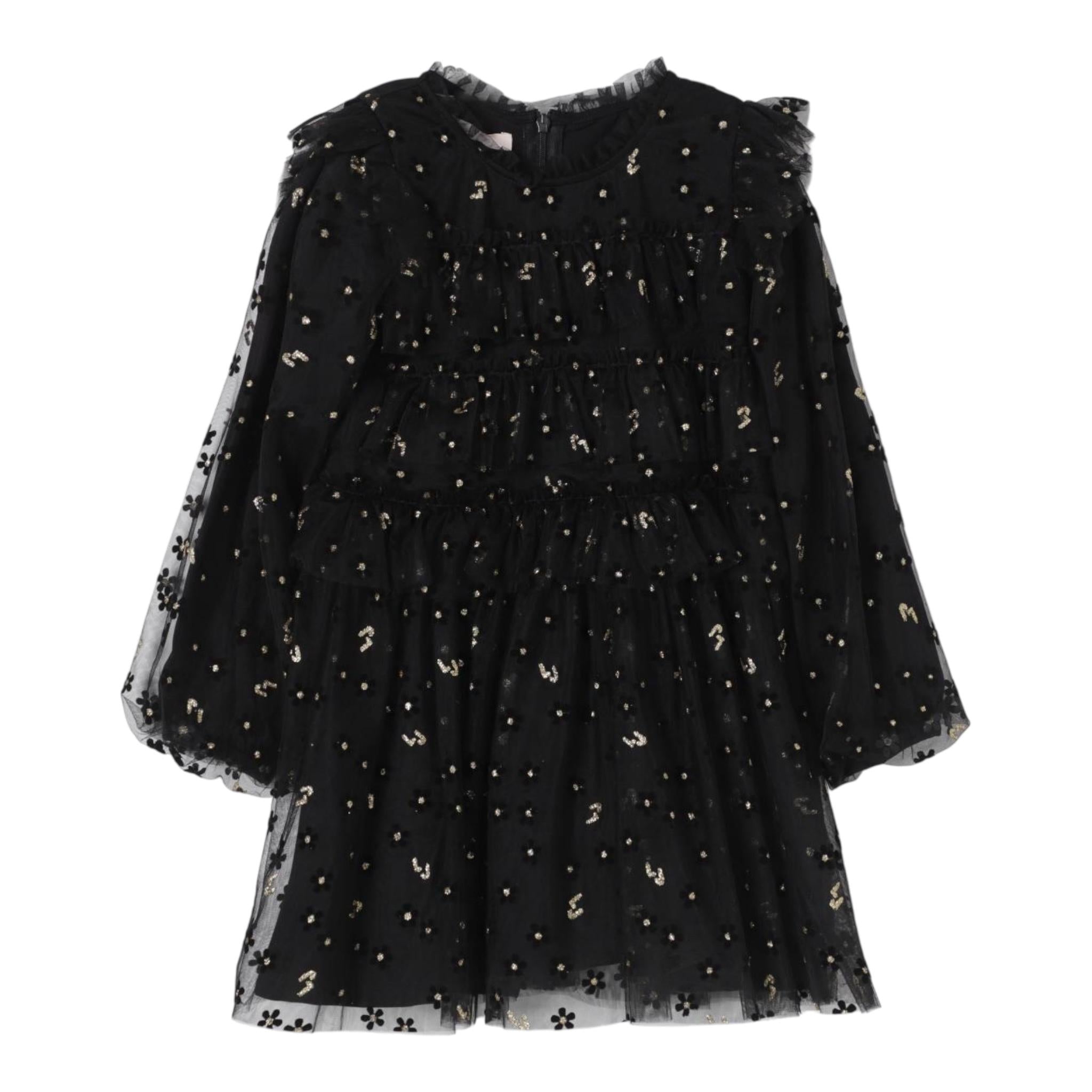 LIU JO abito manica lunga tinta unita in tulle Nero per Bambina KF4102 NERO LIU JO