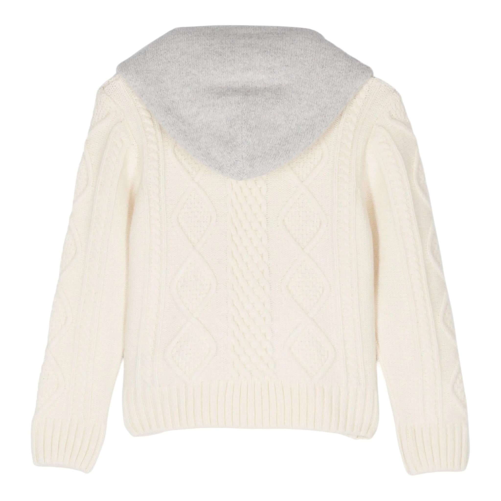 ELEVENTY maglia modello felpa tinta unita con cappuccio in contrasto Panna per Bambina EV9P70 PANNA ELEVENTY