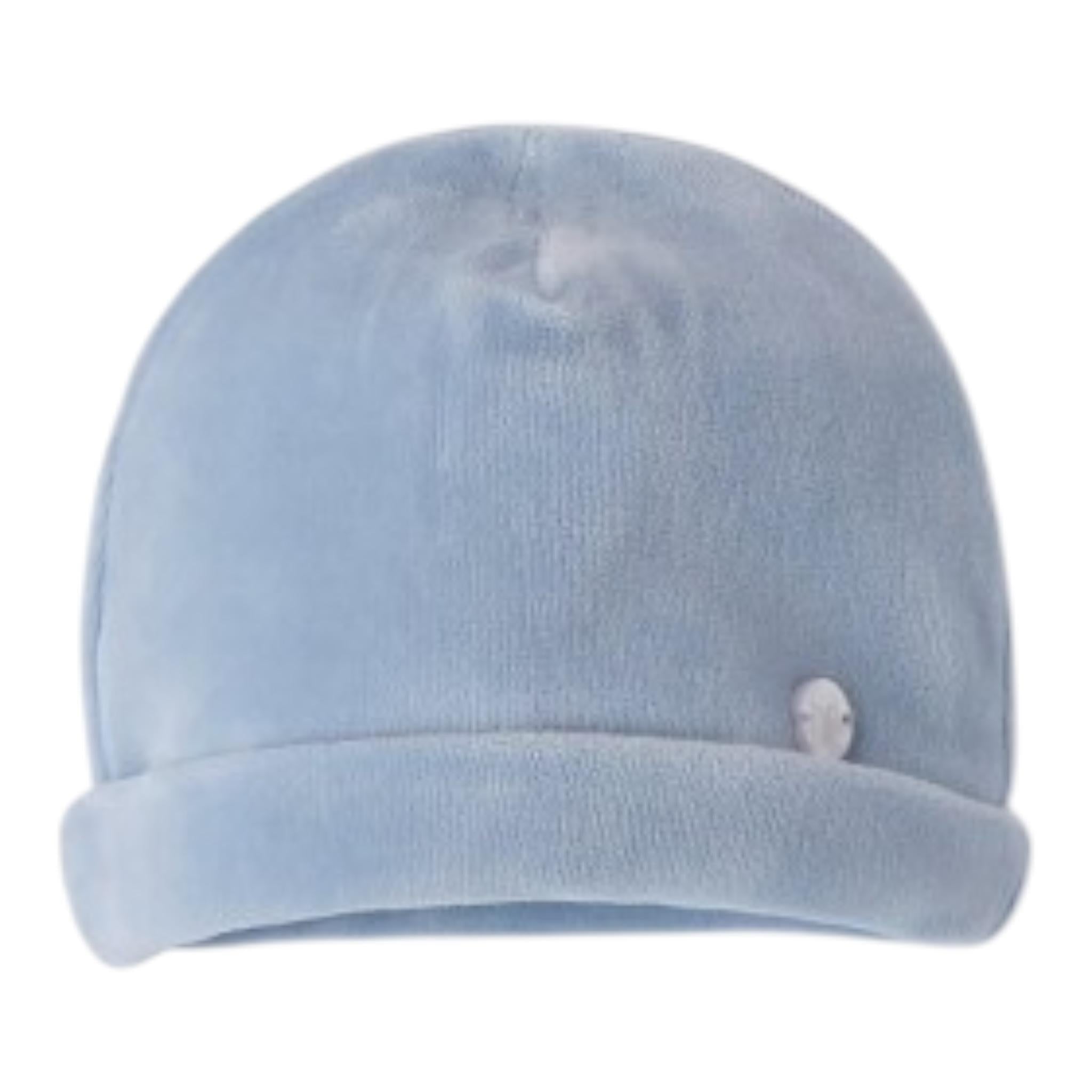 MINI BANDA cappello tinta unita in velluto Azzurro per Neonato 3A306 AZZURRO MINI BANDA