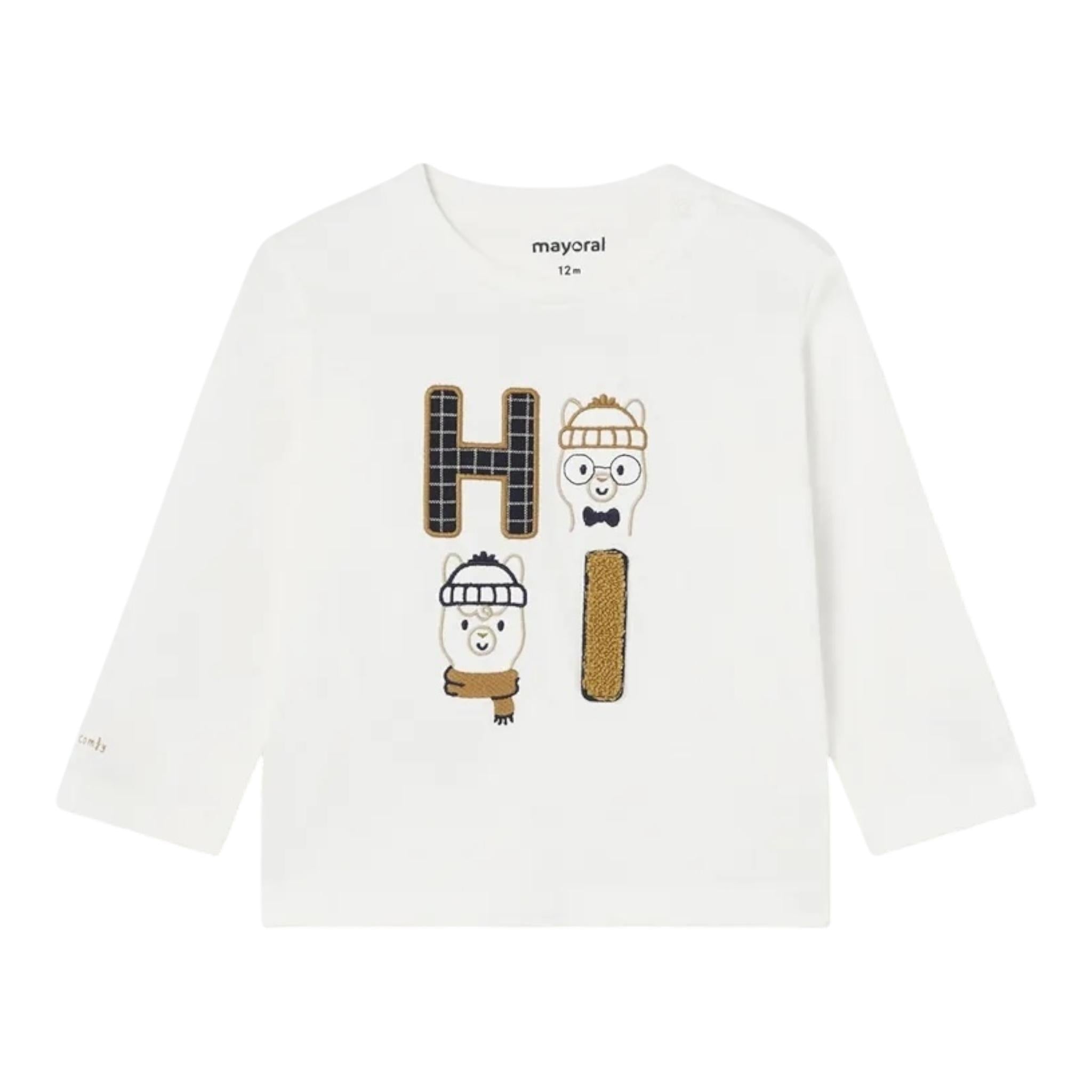 MAYORAL shirt girocollo tinta unita con stampa in contrasto Bianco per Neonato 2030X BIANCO MAYORAL
