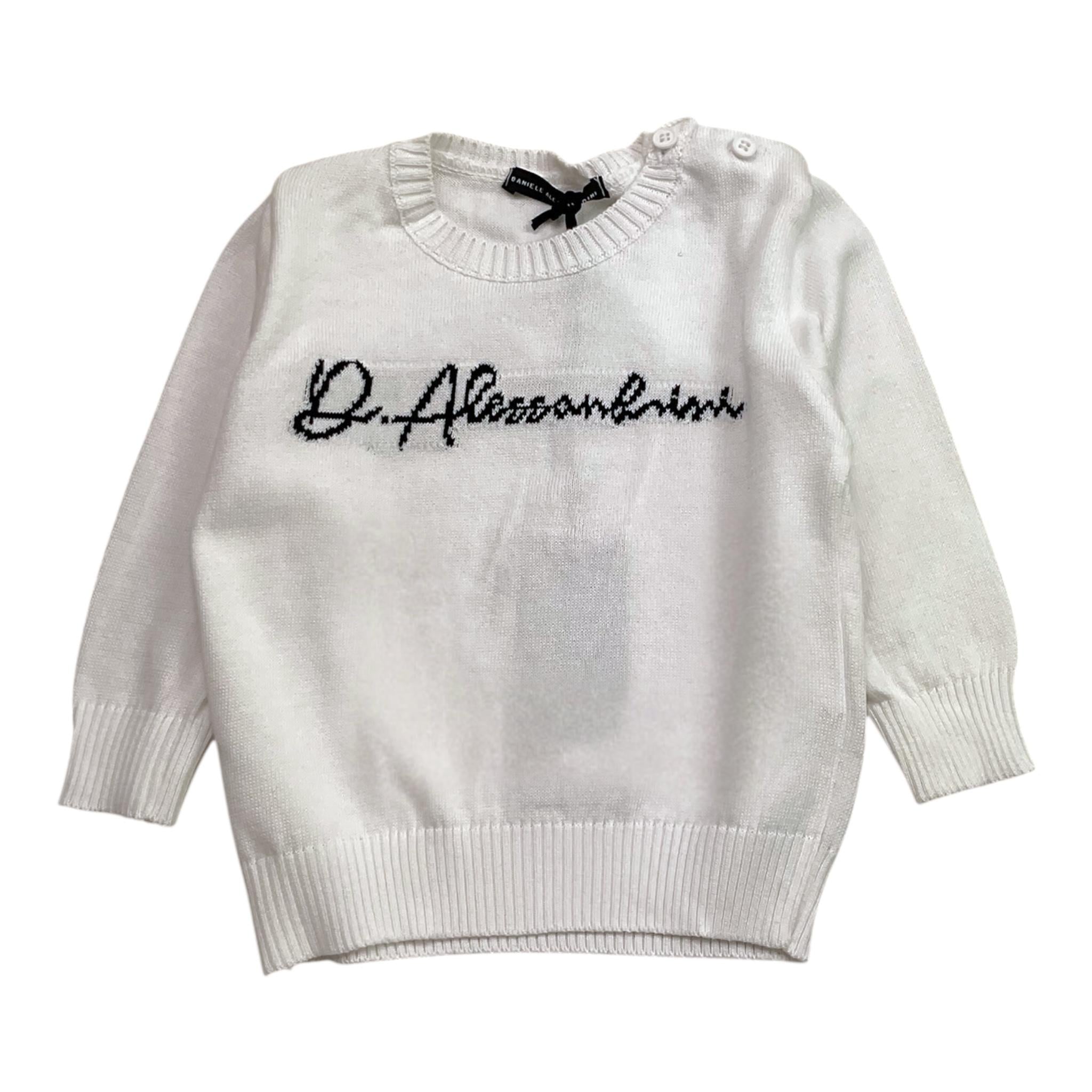 DANIELE ALESSANDRINI maglia girocollo tinta unita con stampa Bianco per Bambino 1291W00040J BIANCO DANIELE ALESSANDRINI
