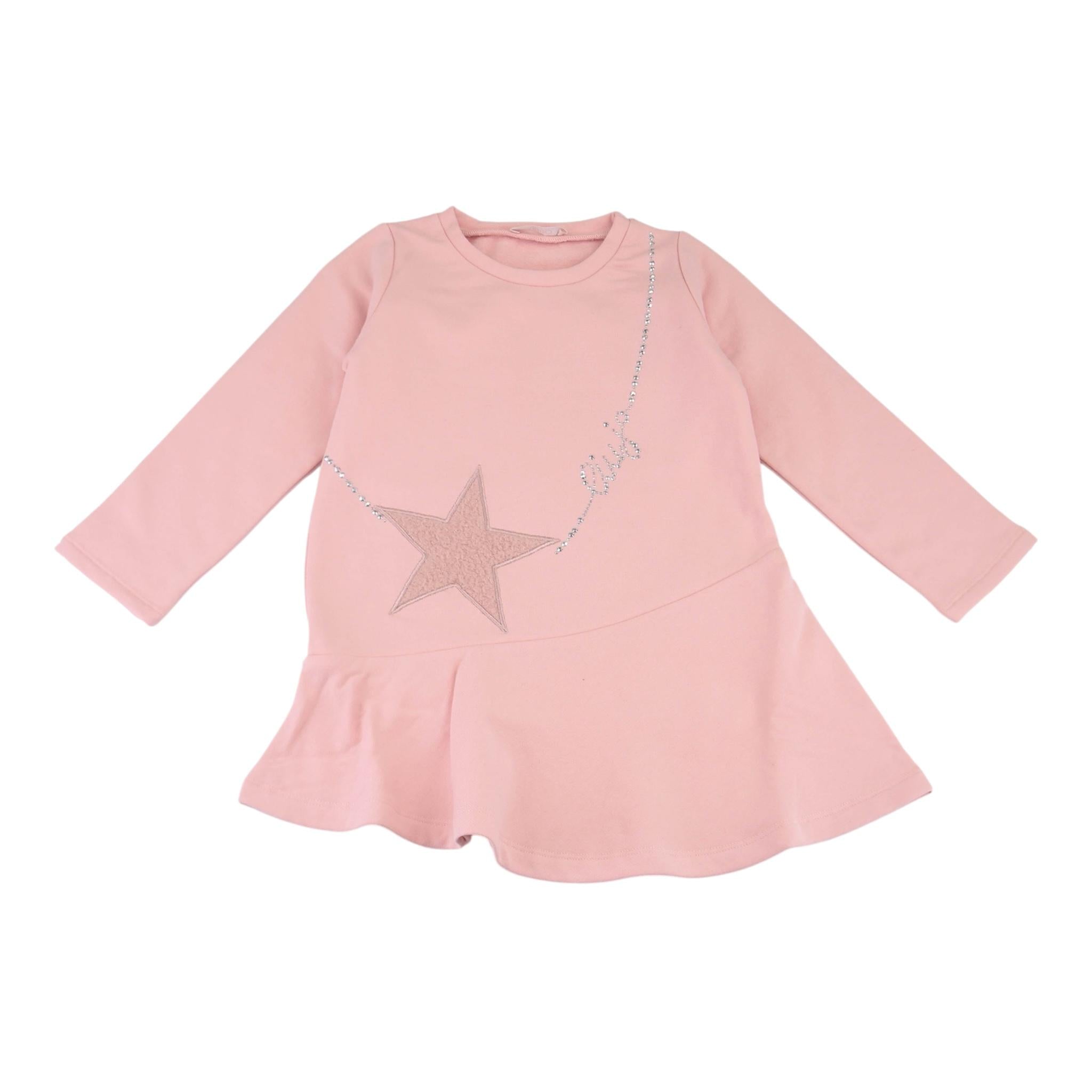 LIU JO abito in felpa girocollo tinta unita con stampa Rosa per Bambina KF4070XXX ROSA LIU JO