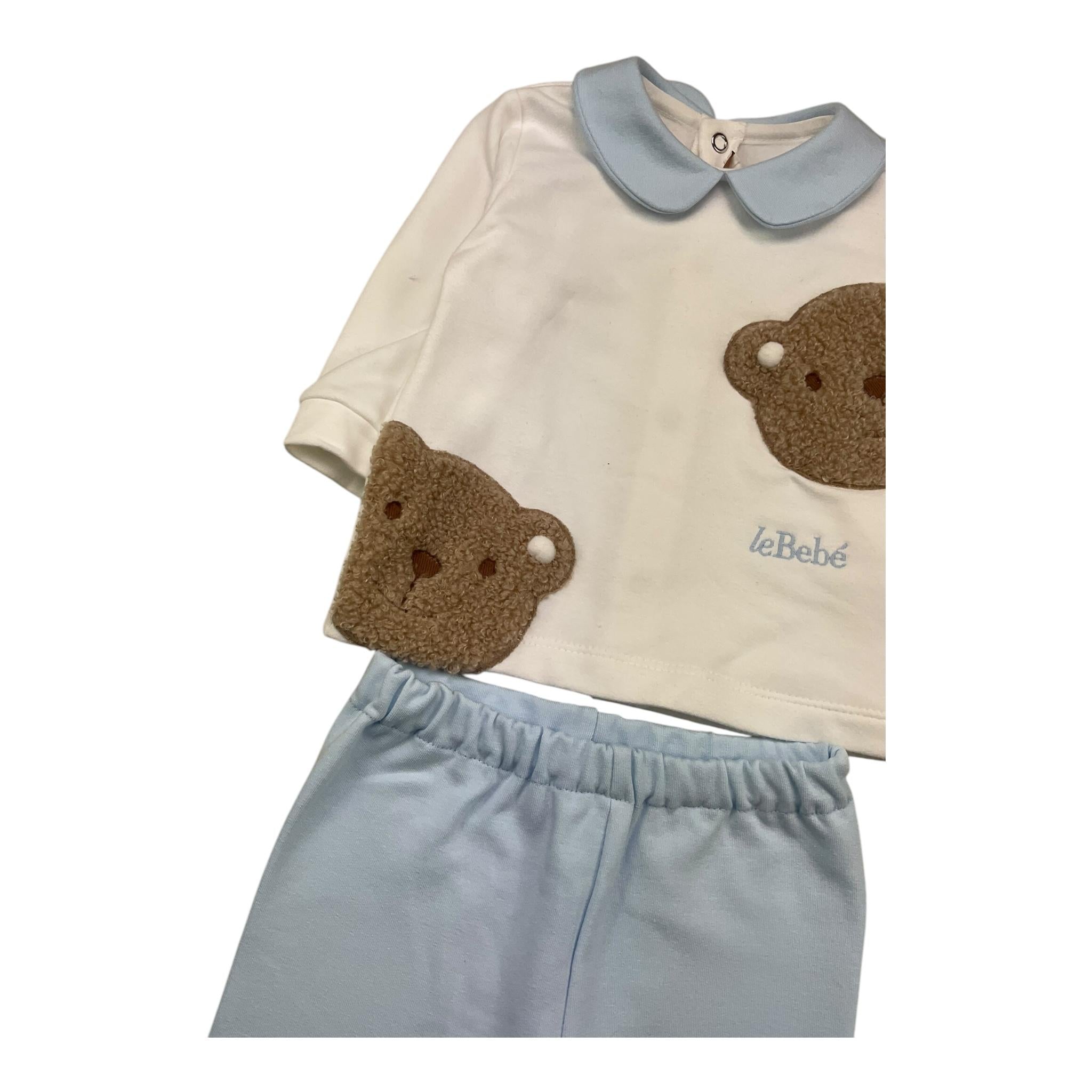 LE BEBE' completo 2 pezzi shirt-ghettina bicolore Bianco/azzurro per Neonato LBB5124 BIANCO/AZZURRO LE BEBE'