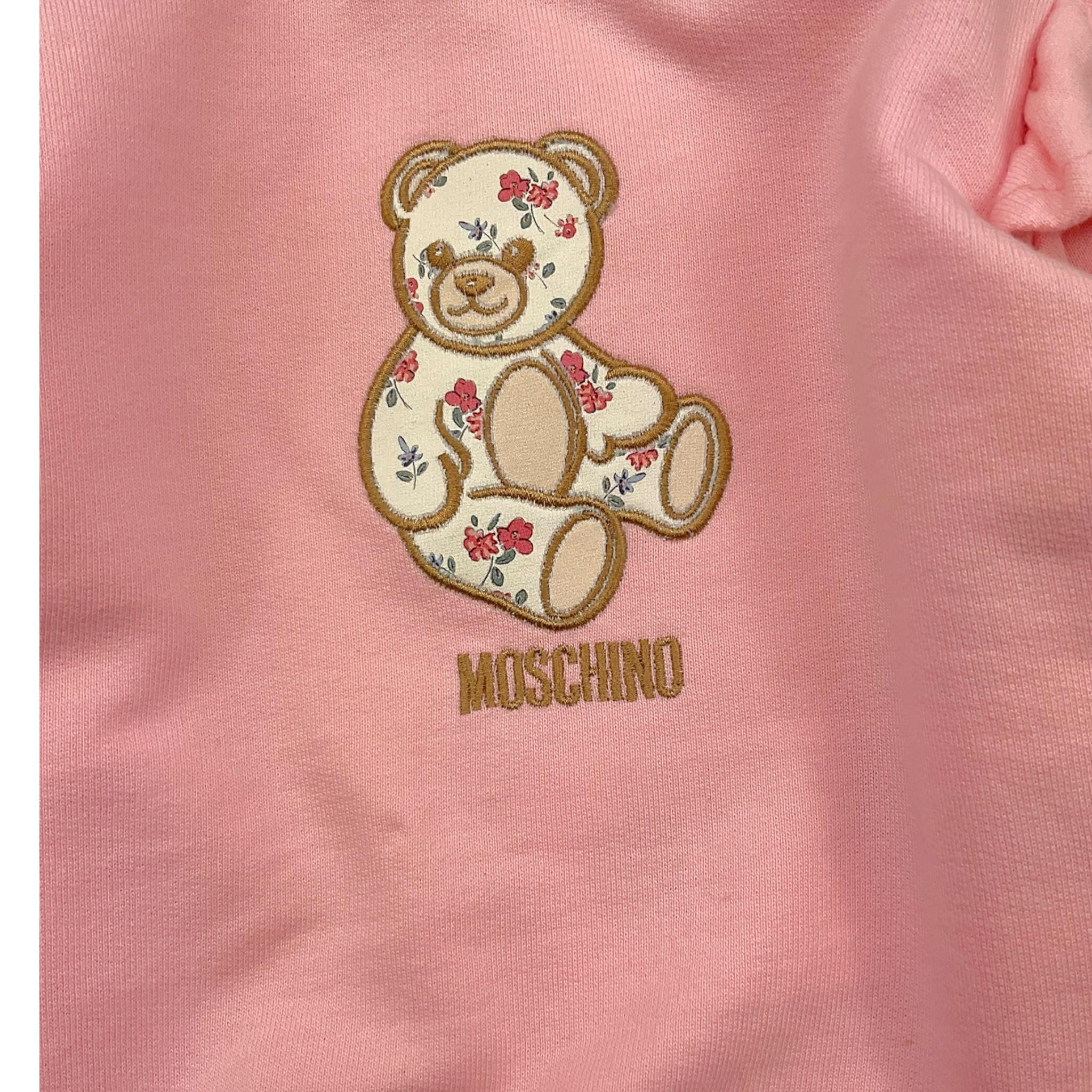 MOSCHINO felpa girocollo tinta unita con stampa logo Rosa per Neonata MDF032 ROSA MOSCHINO