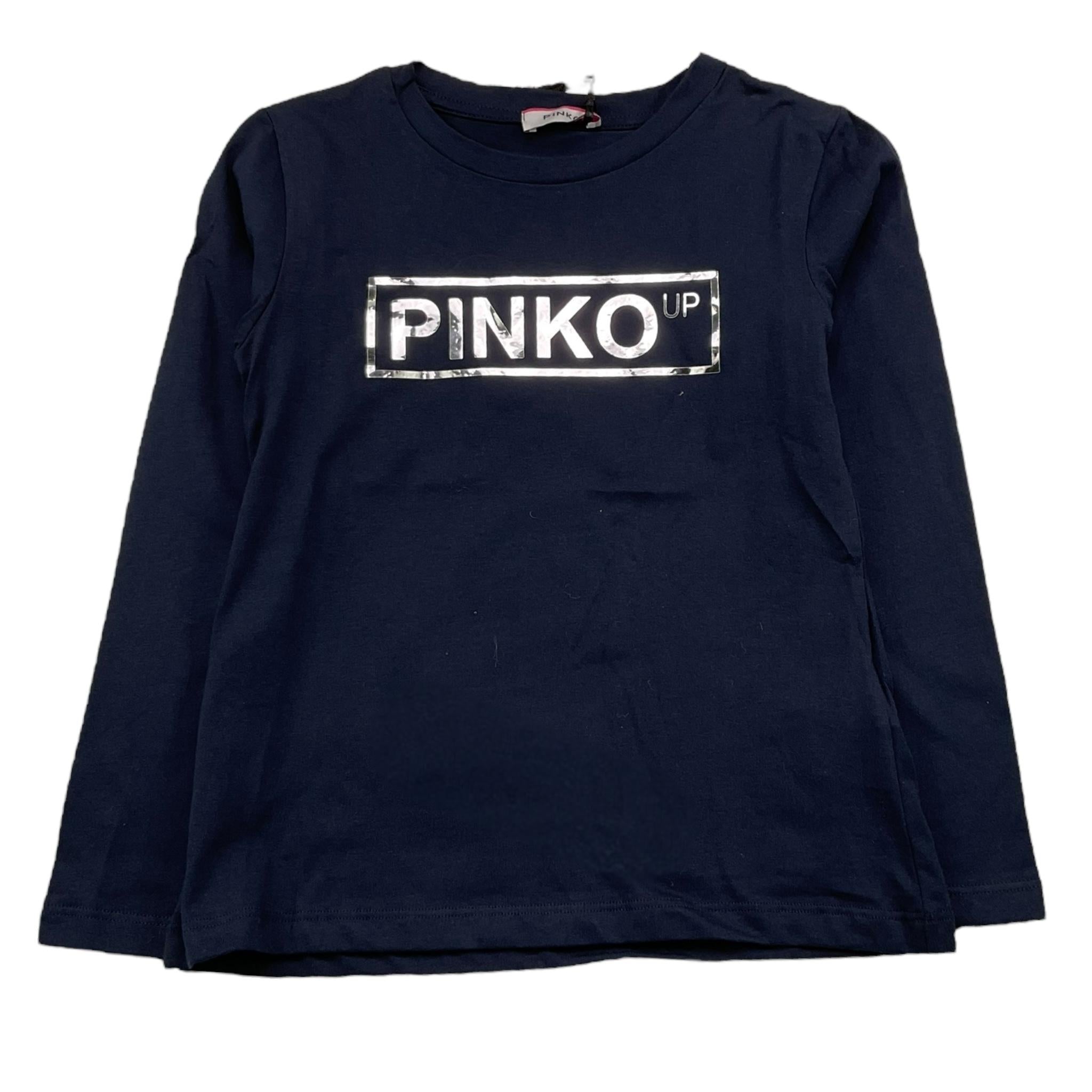 PINKO shirt girocollo tinta unita con logo Blu per Bambina 028923X BLU PINKO