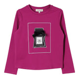 TWINSET shirt girocollo tinta unita con stampa Viola per Bambina 242GJ2400 VIOLA TWINSET