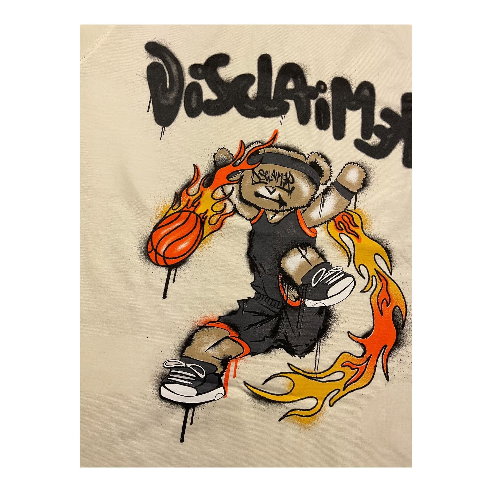 DISCLAIMER t-shirt girocollo tinta unita con stampa in contrasto Avorio per Bambino 24IDK58262 AVORIO DISCLAIMER