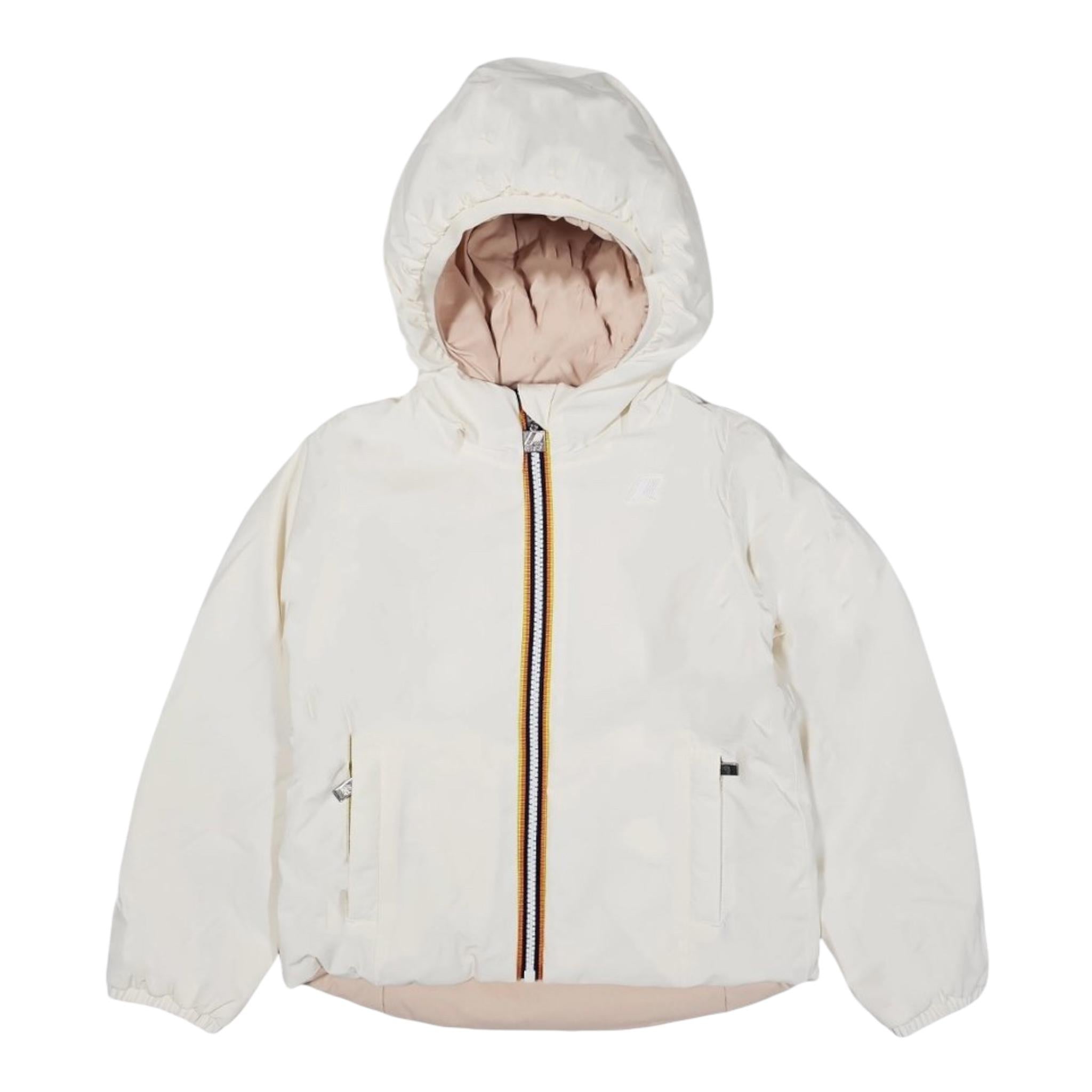 K-WAY giubbino reversibile con zip e cappuccio bicolore Bianco/rosa per Bambina K5123QW BIANCO/ROSA K-WAY