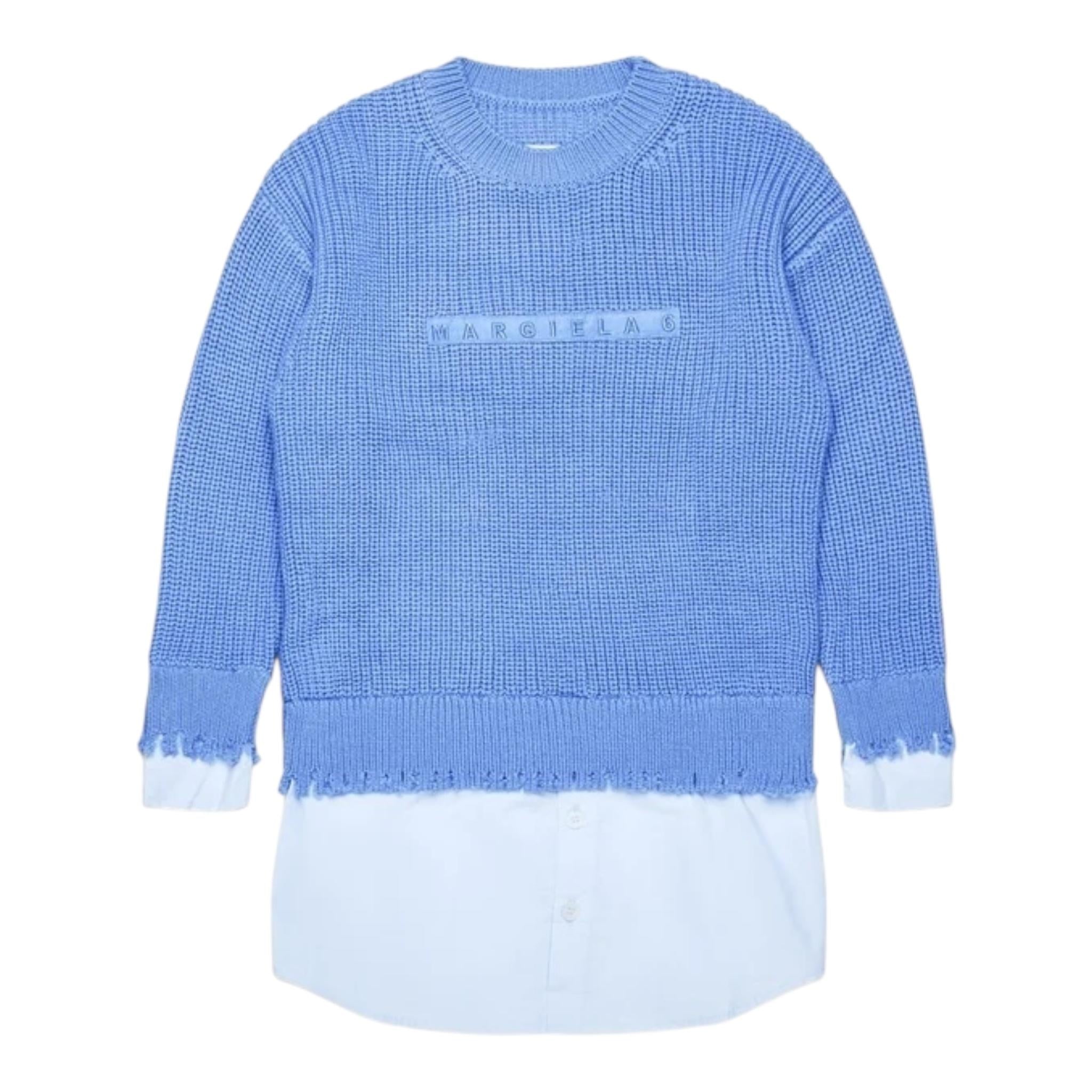 MAISON MARGIELA maglia girocollo tinta unita con camicia Azzurro per Bambino M60643 AZZURRO MAISON MARGIELA