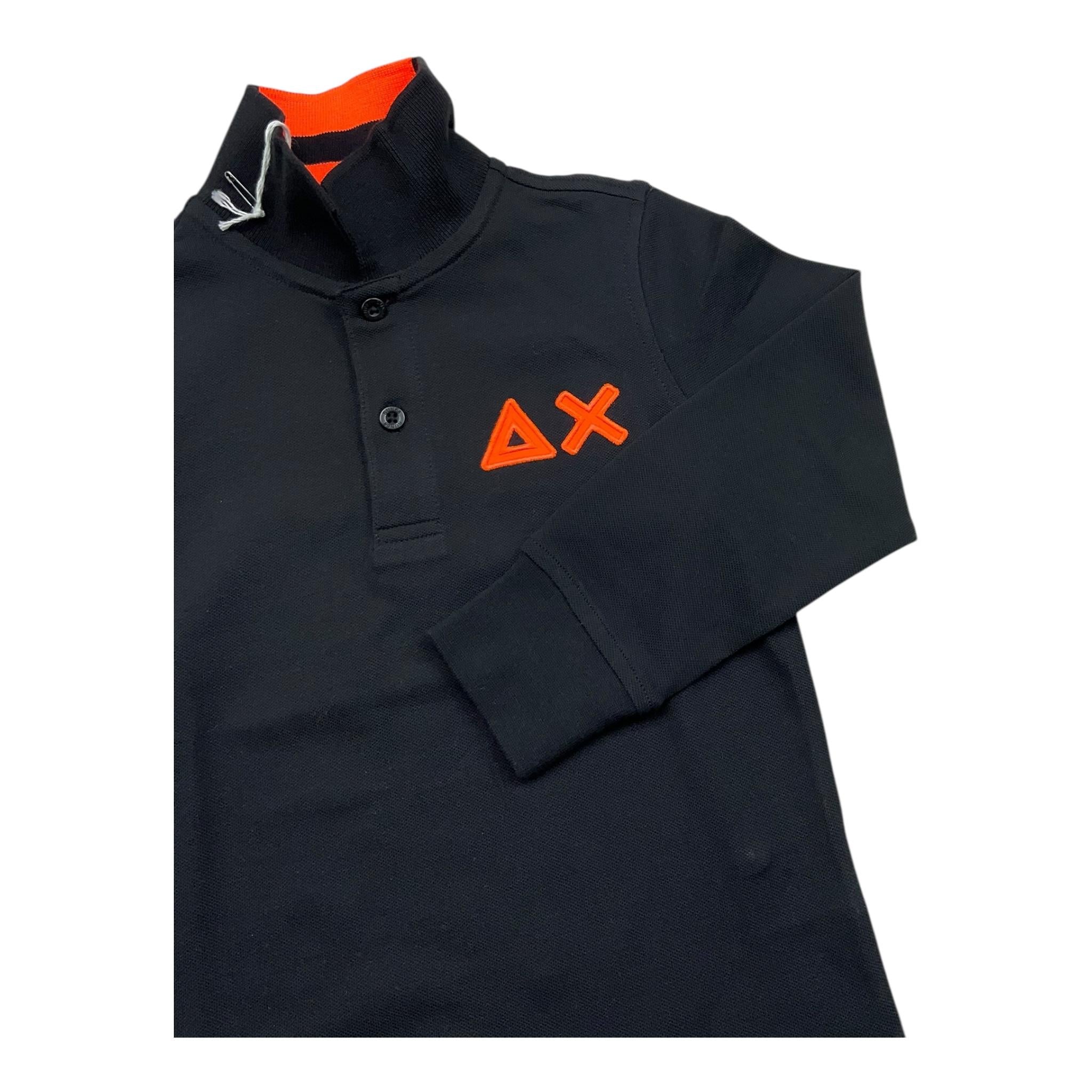 SUNS68 polo manica lunga tinta unita con logo in contrasto Nero per Neonato A44312 NERO SUNS68