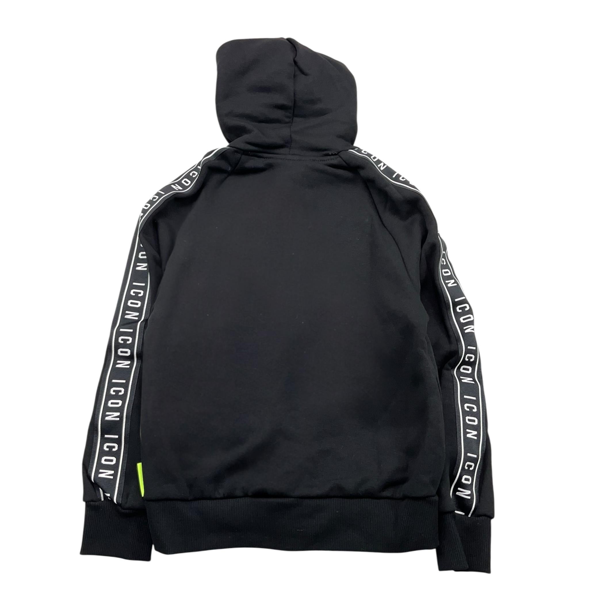 ICON felpa con zip e cappuccio tinta unita cn logo Nero per Bambino IBSW00324 NERO ICON