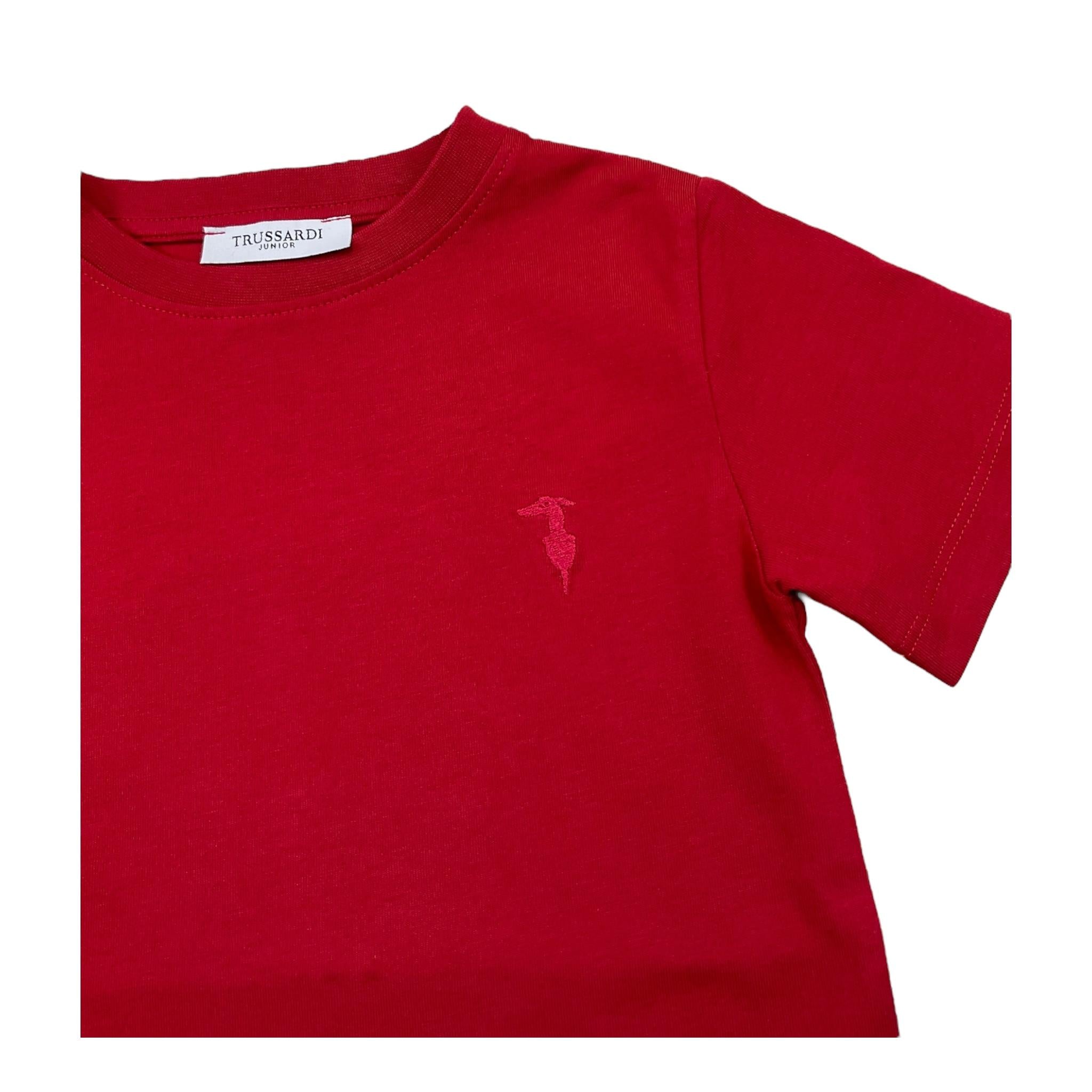 TRUSSARDI t-shirt girocoll tinta unita con stampa in contrasto Rosso per Bambino TBA25081TS ROSSO TRUSSARDI