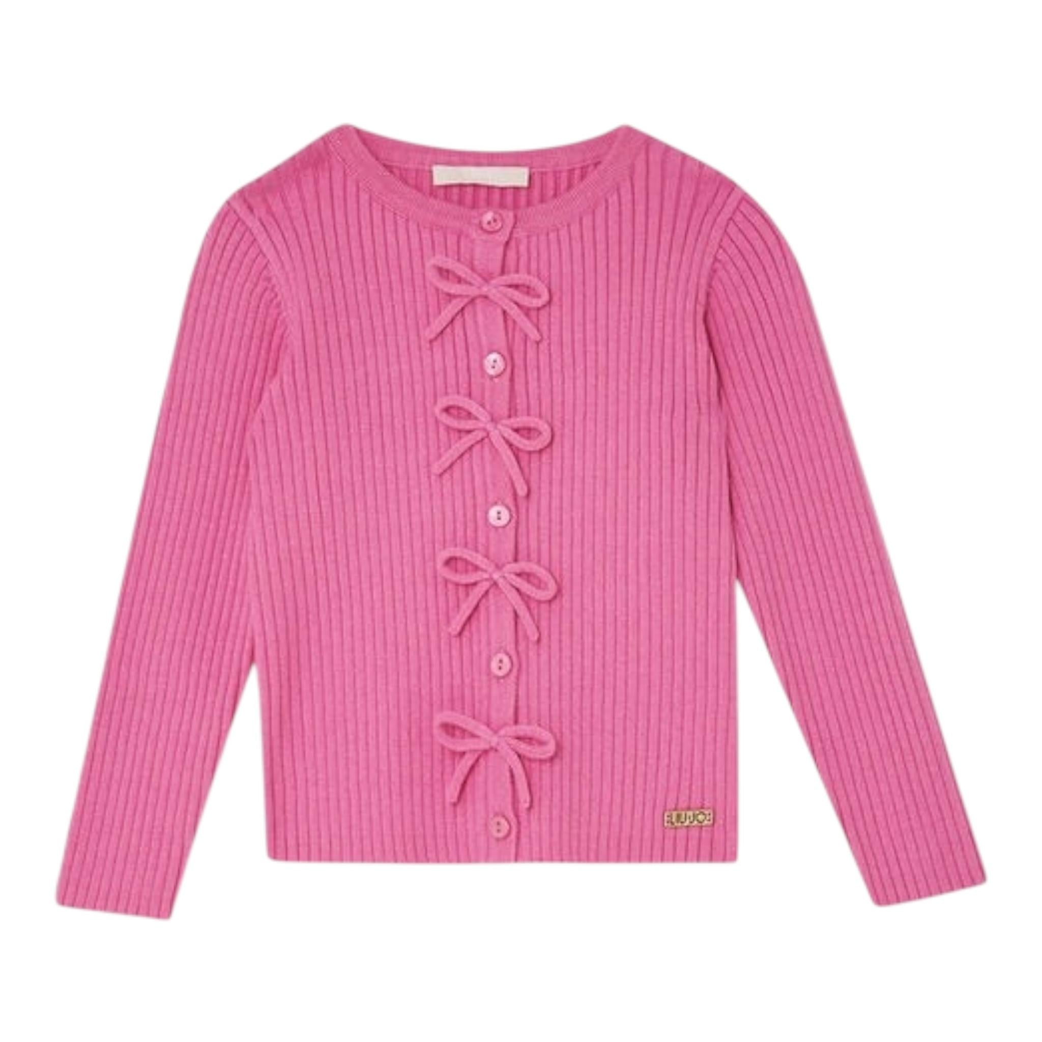 LIU JO cardigan tinta unita con applicazioni fiocchi Rosa per Bambina KF4038XX ROSA LIU JO