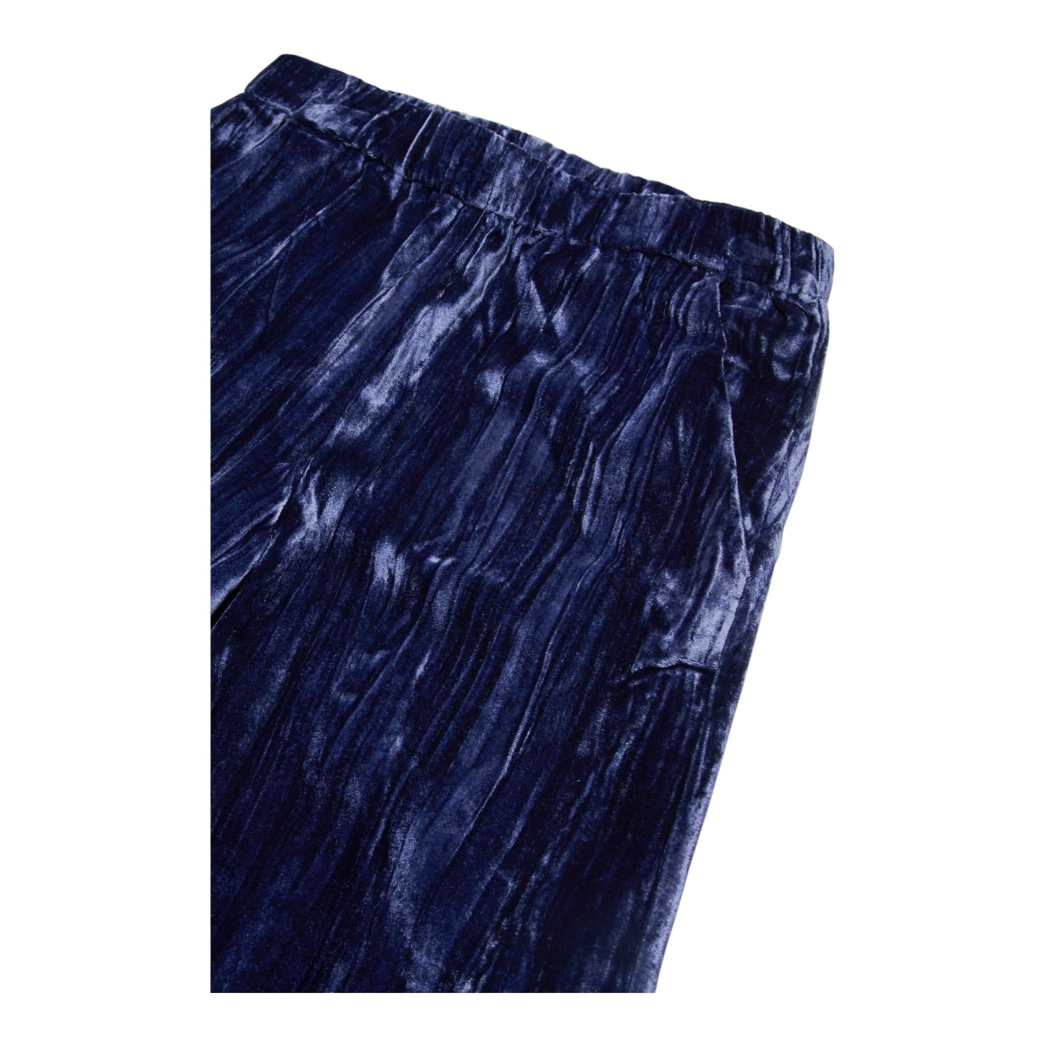 MAX&Co. pantalone tinta unita in velluto modello palazzo Blu per Bambina MX0052 BLU MAX&Co.