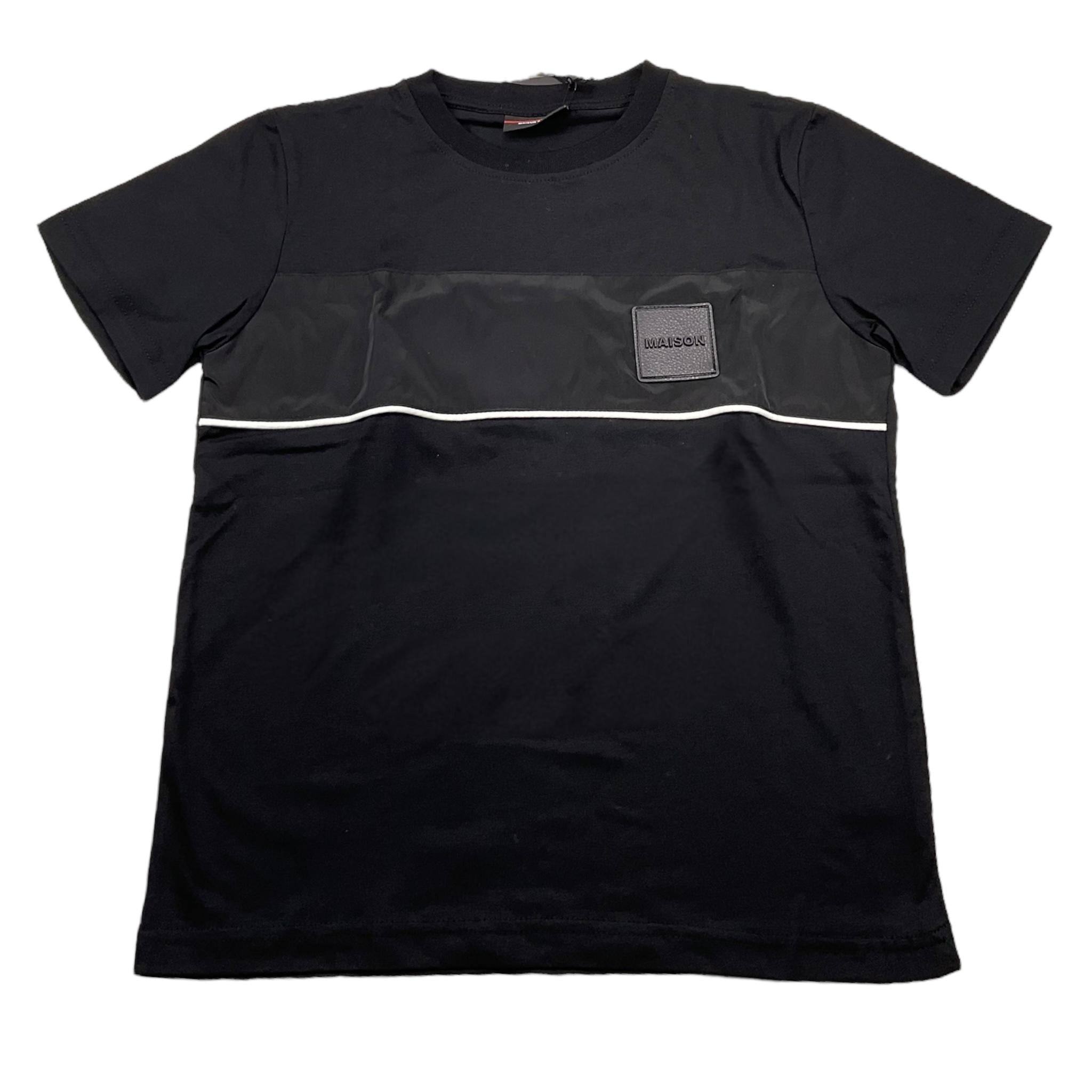 MAISON 9 PARIS t-shirt girocollo tinta unita con logo Nero per Bambino M50111 NERO MAISON 9 PARIS
