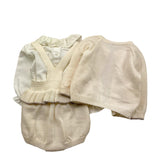 MARLU' completo 3pz camicia-cardigan-salopette Panna per Neonata IG1060 PANNA MARLU'