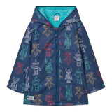 BOBOLI giubbino tinta unita con fantasia zip e cappuccio Blu per Bambino 390215 BLU BOBOLI